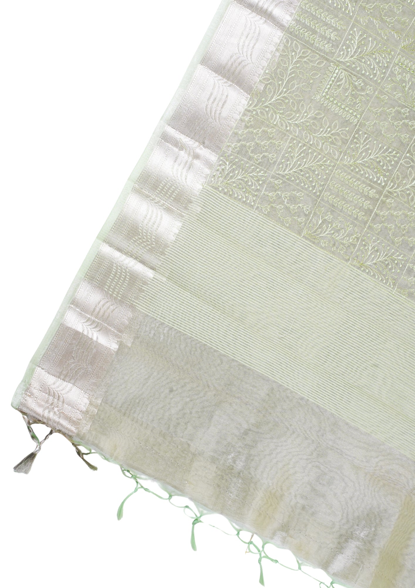 Pastel Green Tissue Silk Saree with Chikankari Embroidery
