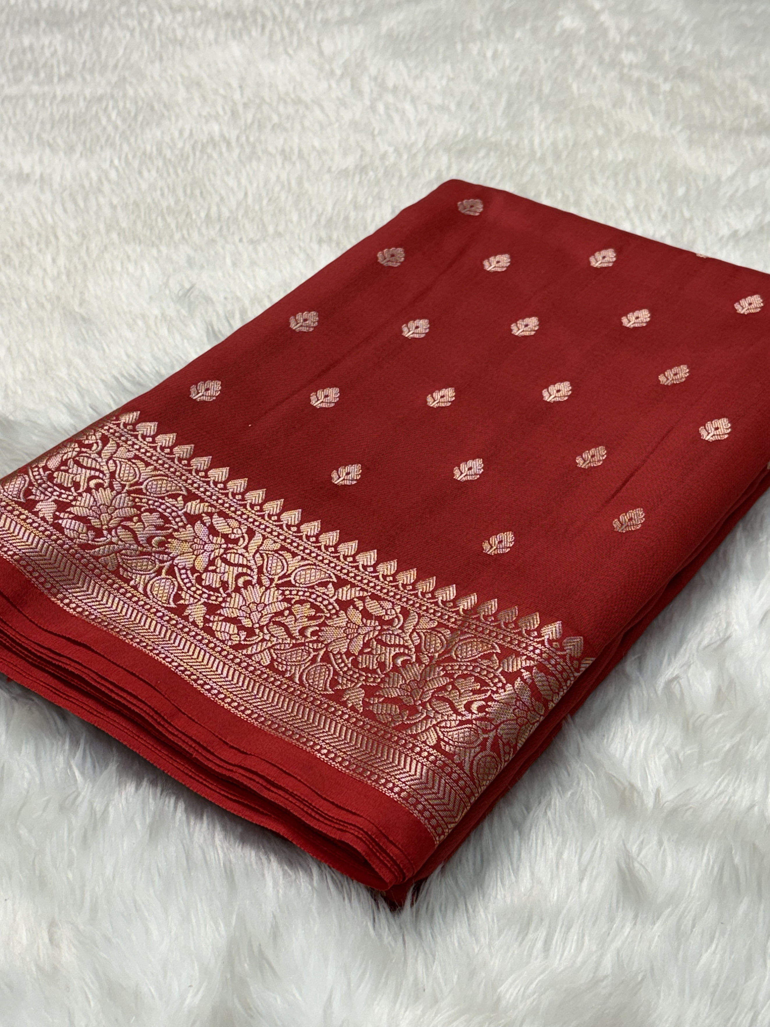 Royal Red Katan Silk Banarasi Buti Saree