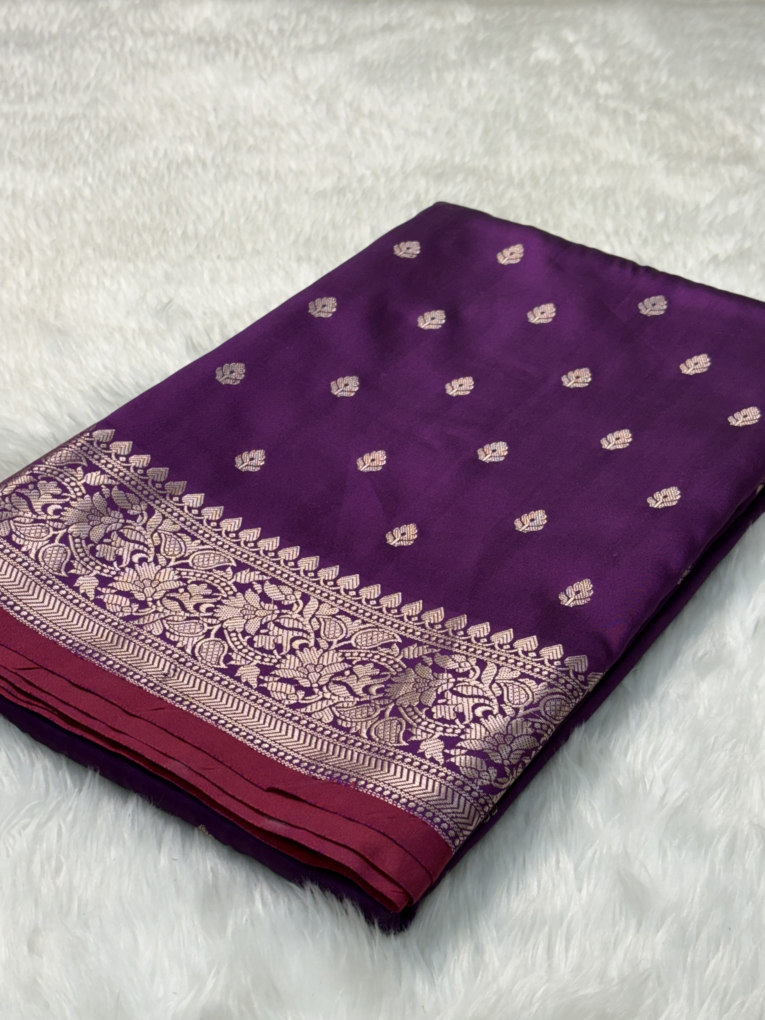 Royal Orchid Purple Katan Silk Banarasi Buti Saree