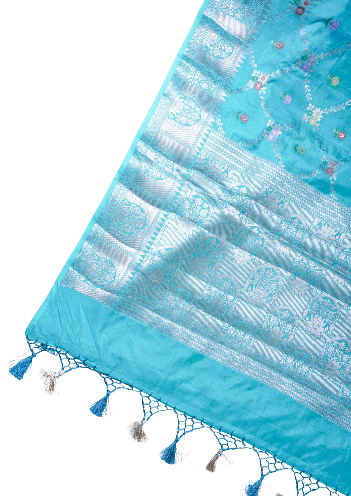 Turquoise Warm Silk Banarasi Minakari Jaal Saree