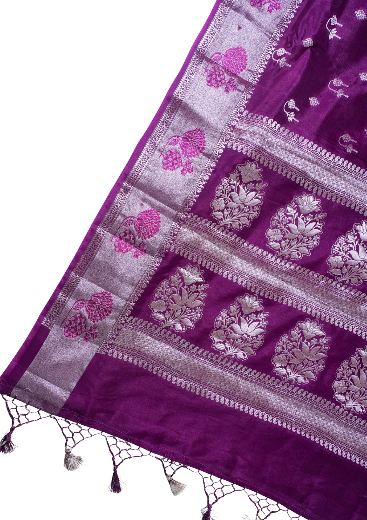 Plum Purple Warm Silk Banarasi Buta Saree