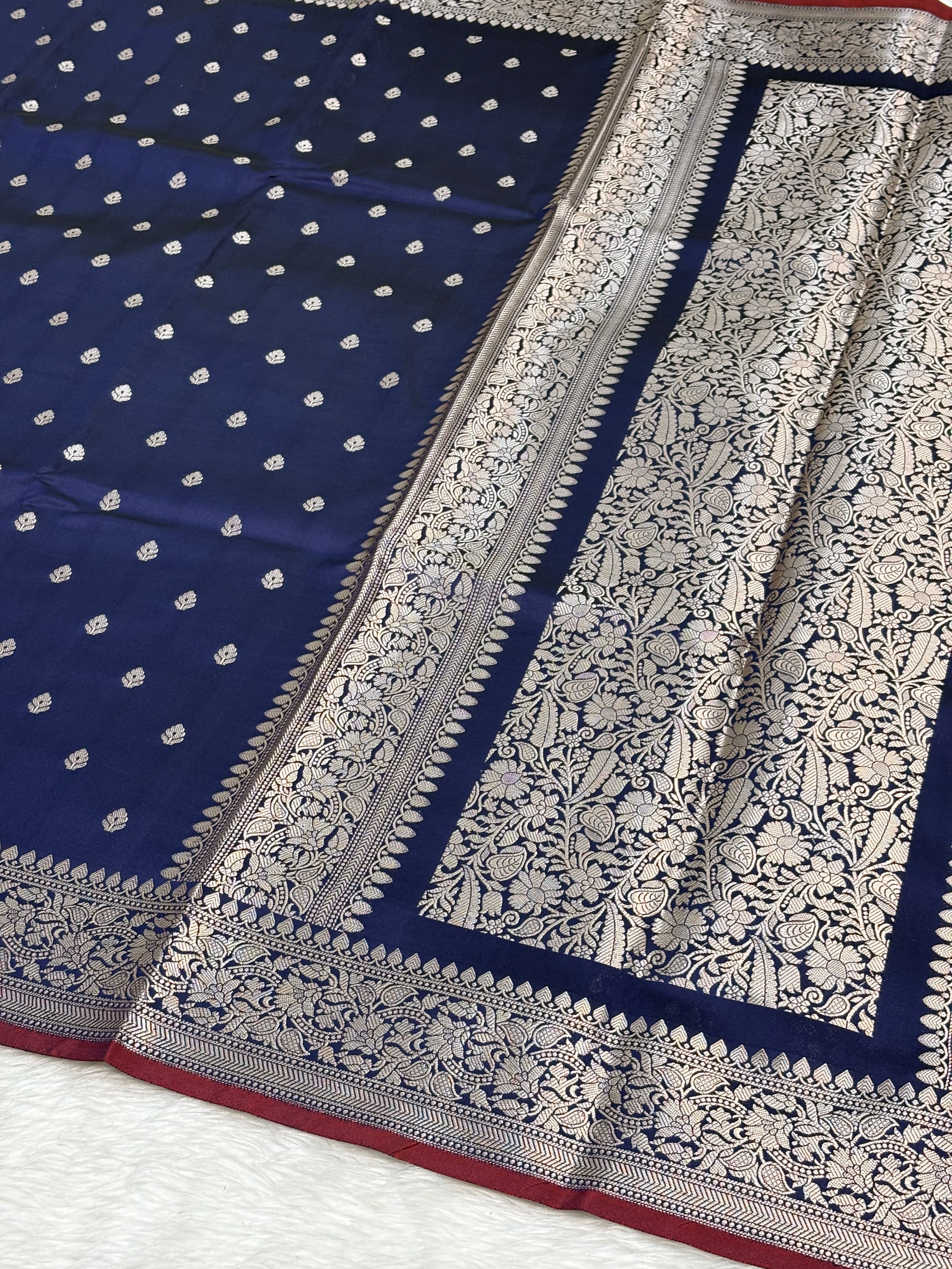 Royal Navy Blue Katan Silk Banarasi Buti Saree