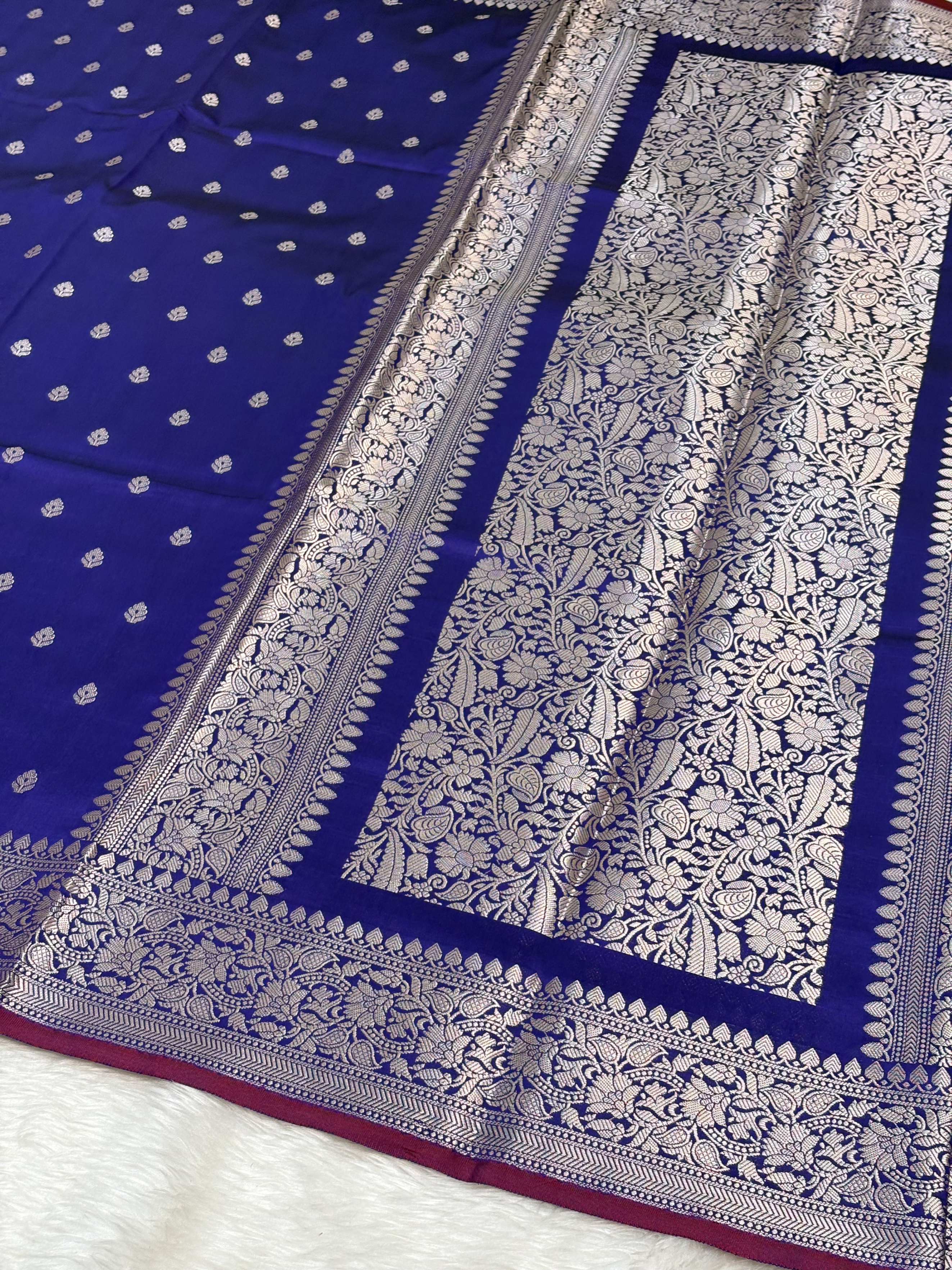 Royal Blue Katan Silk Banarasi Buti Saree