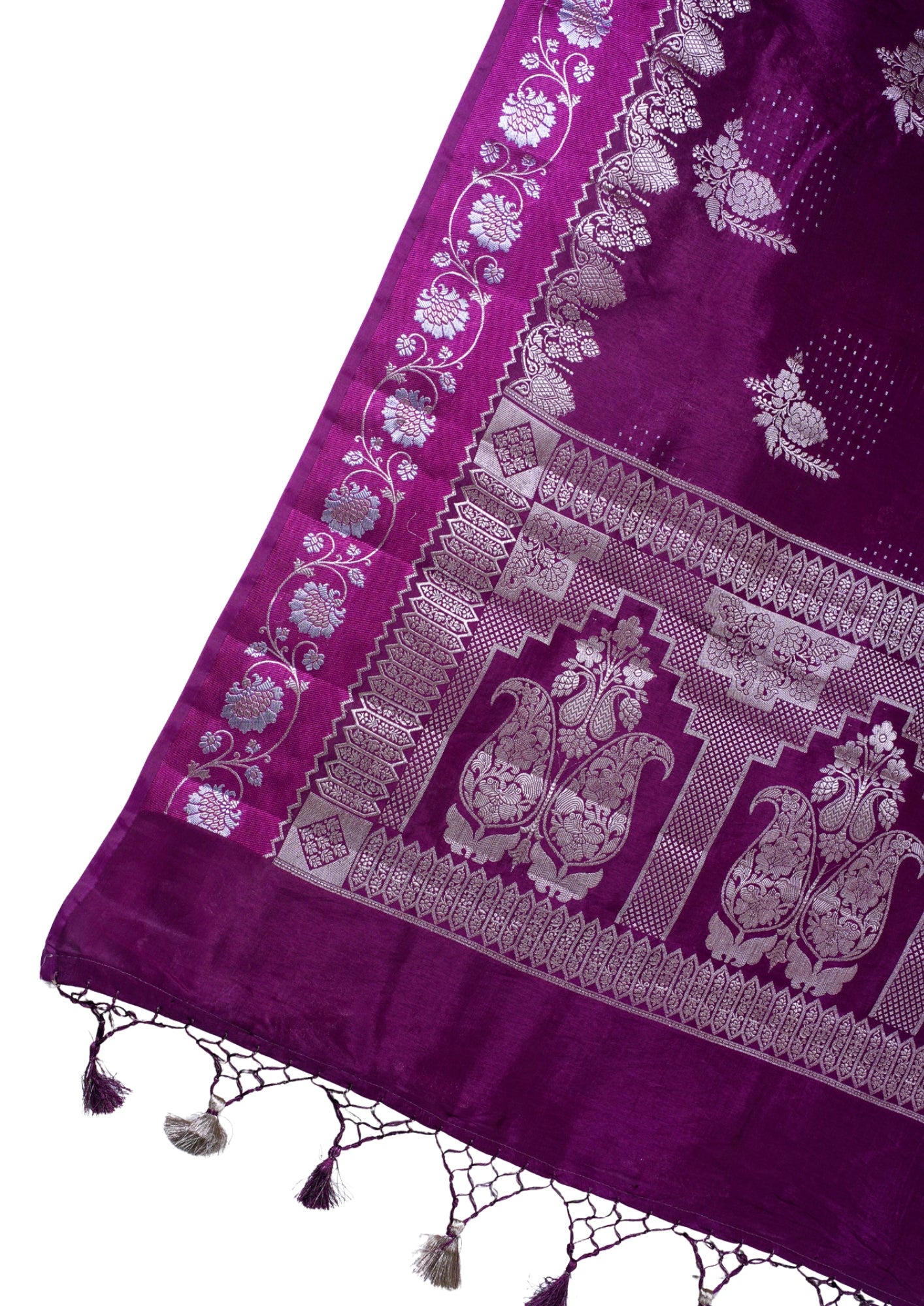 Plum Purple Warm Silk Banarasi Buta Saree