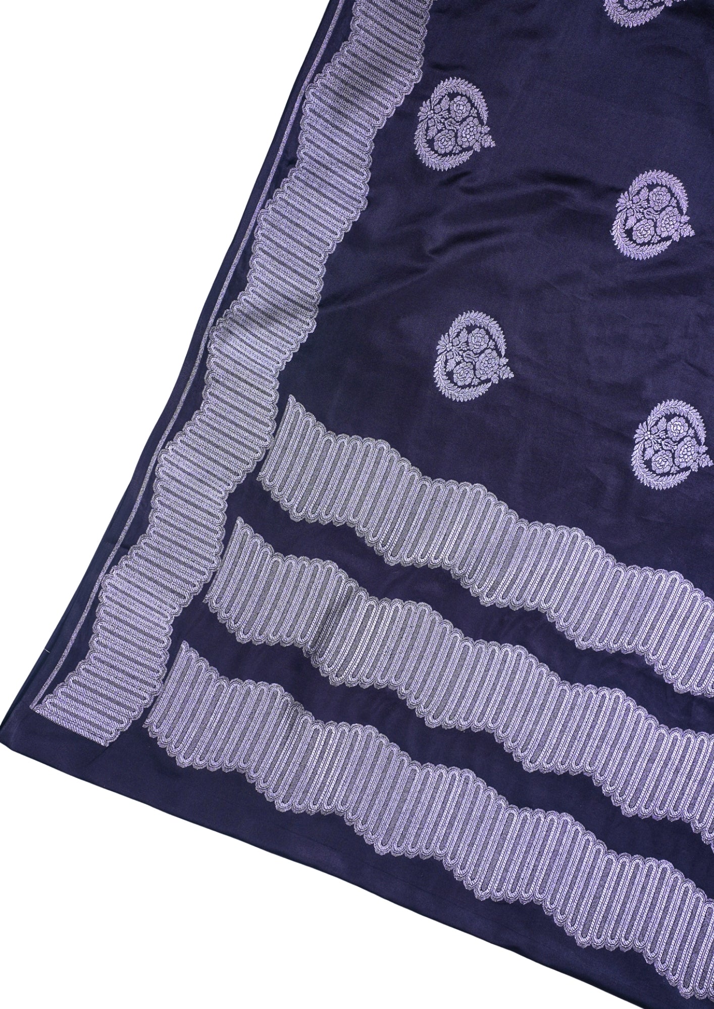 Midnight Blue Banarasi Mashru Katan silk saree