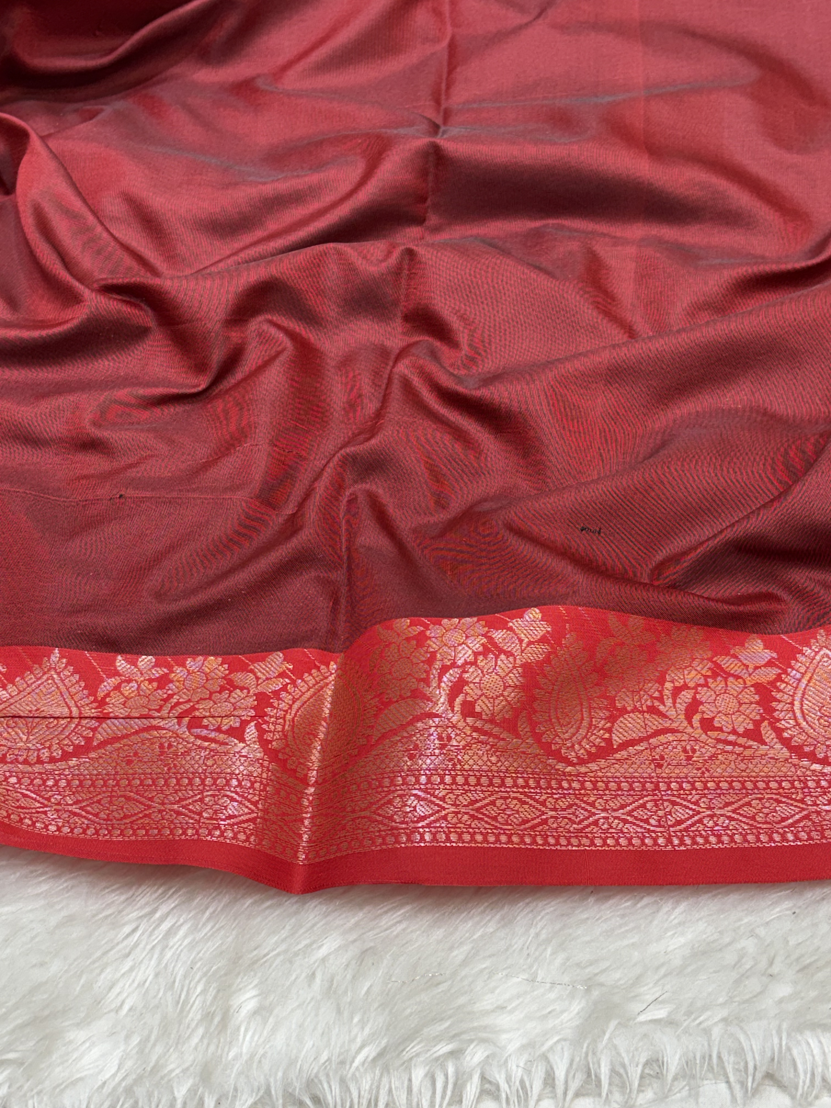 Deep Cocoa Brown Soft Banarasi Katan Silk Buta Saree