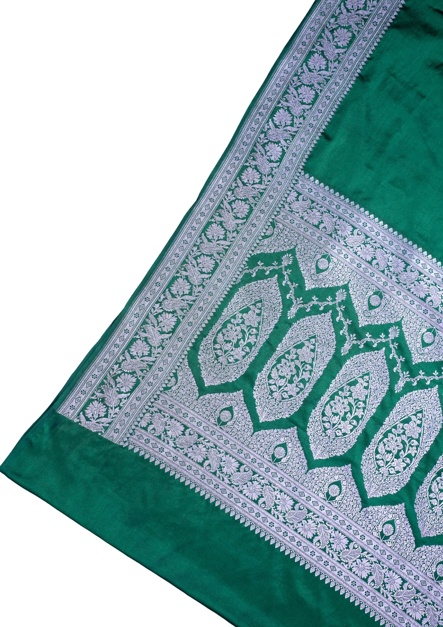 Bottle Green Banarasi Mashru Katan Silk Saree