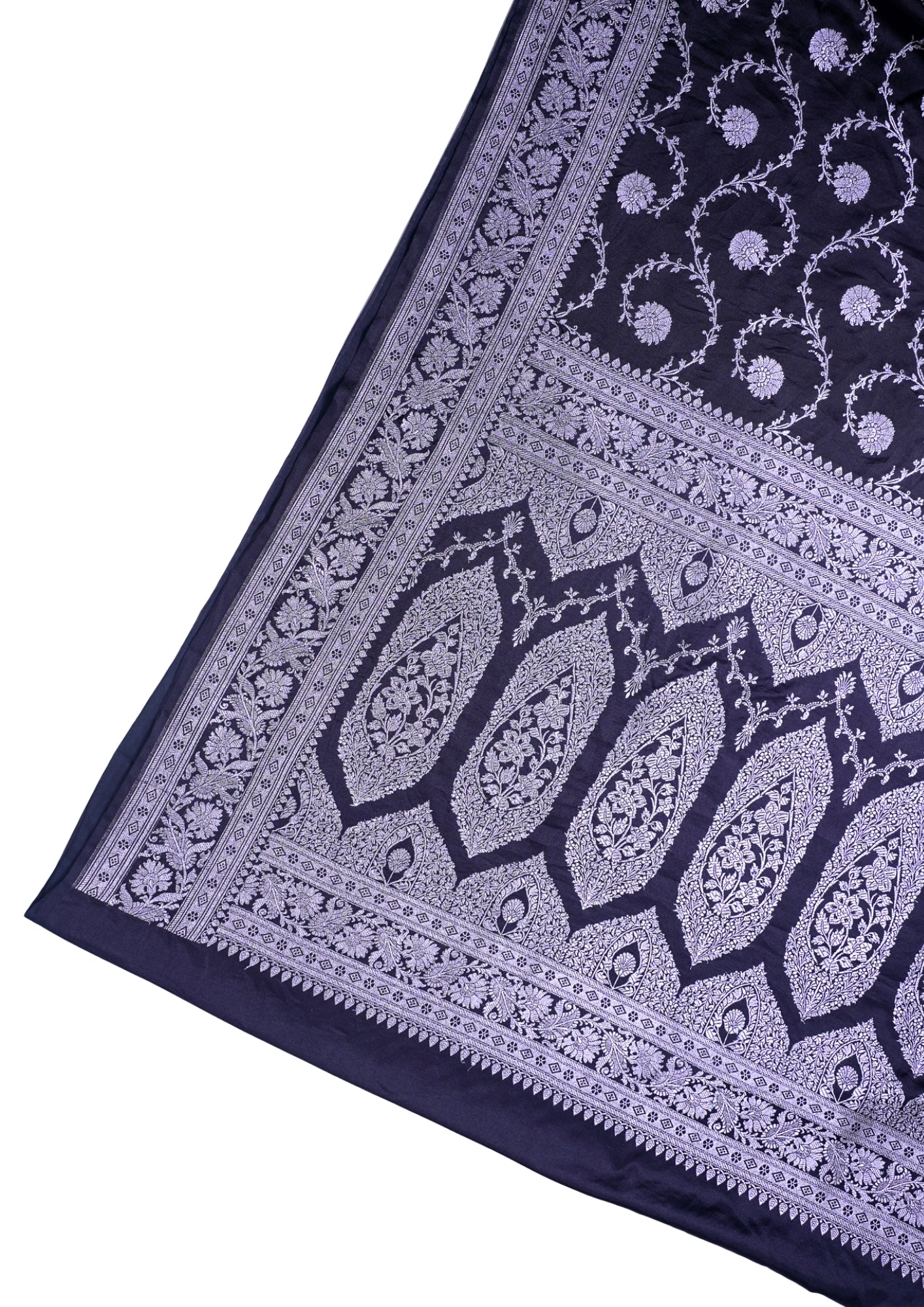 Charcoal Grey Banarasi Mashru Katan Silk Saree