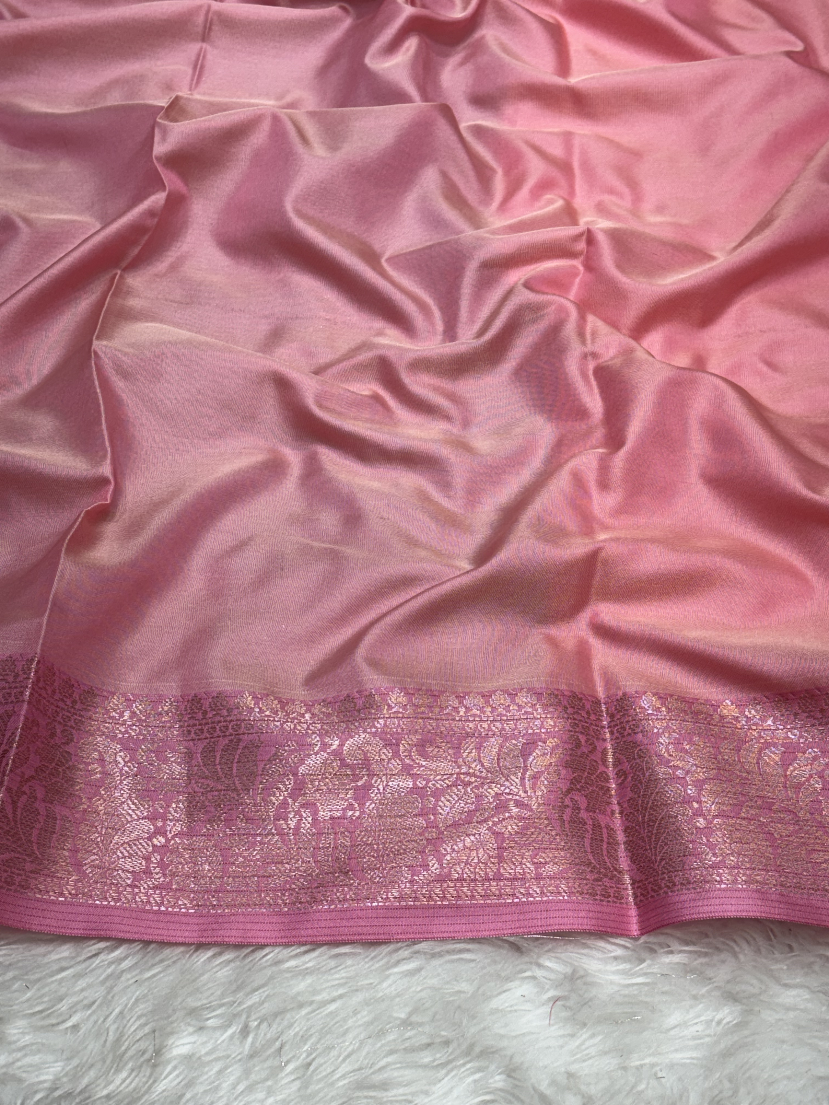 Smoky Ash Grey Soft Banarasi Katan Silk Buta Weaving Saree