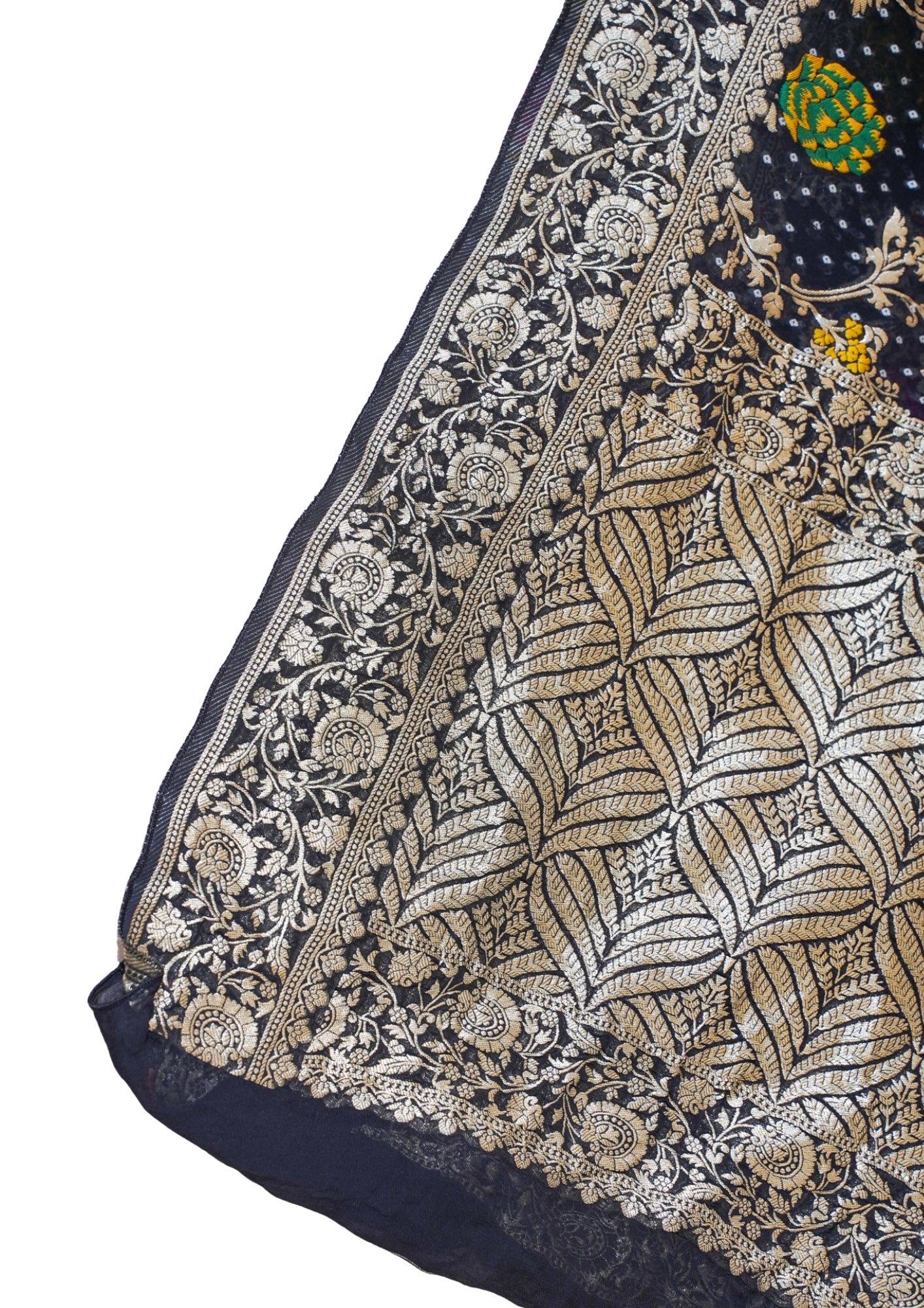 Black Khaddi Georgette Minakari Jaal Bandhej Saree