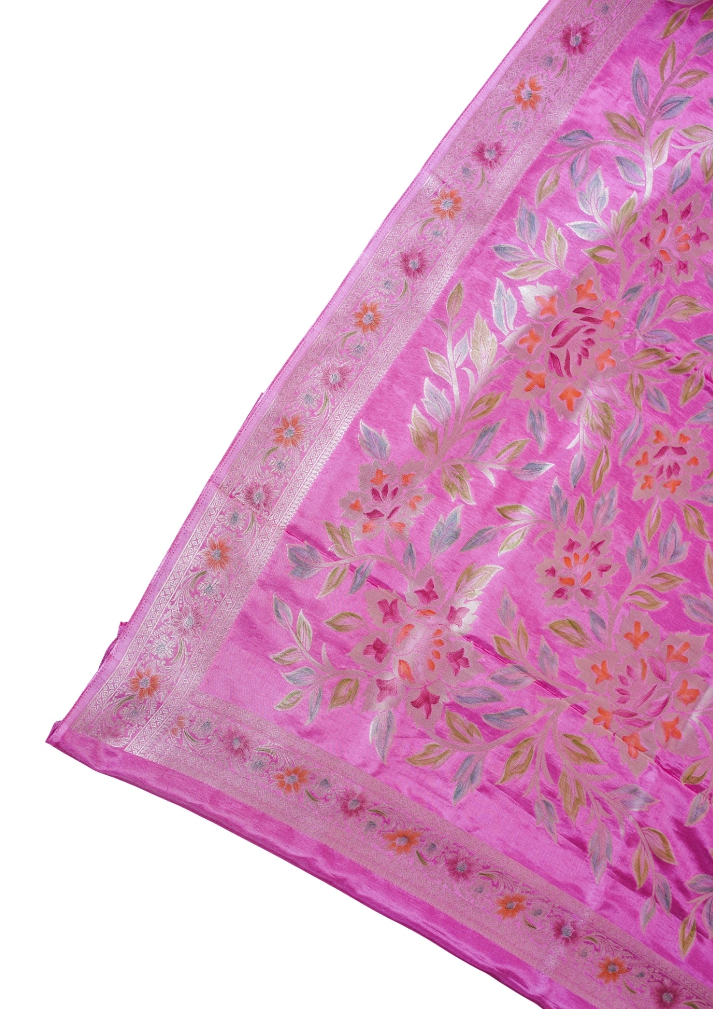 Rani Pink Chinya Silk Minakari Jaal Saree