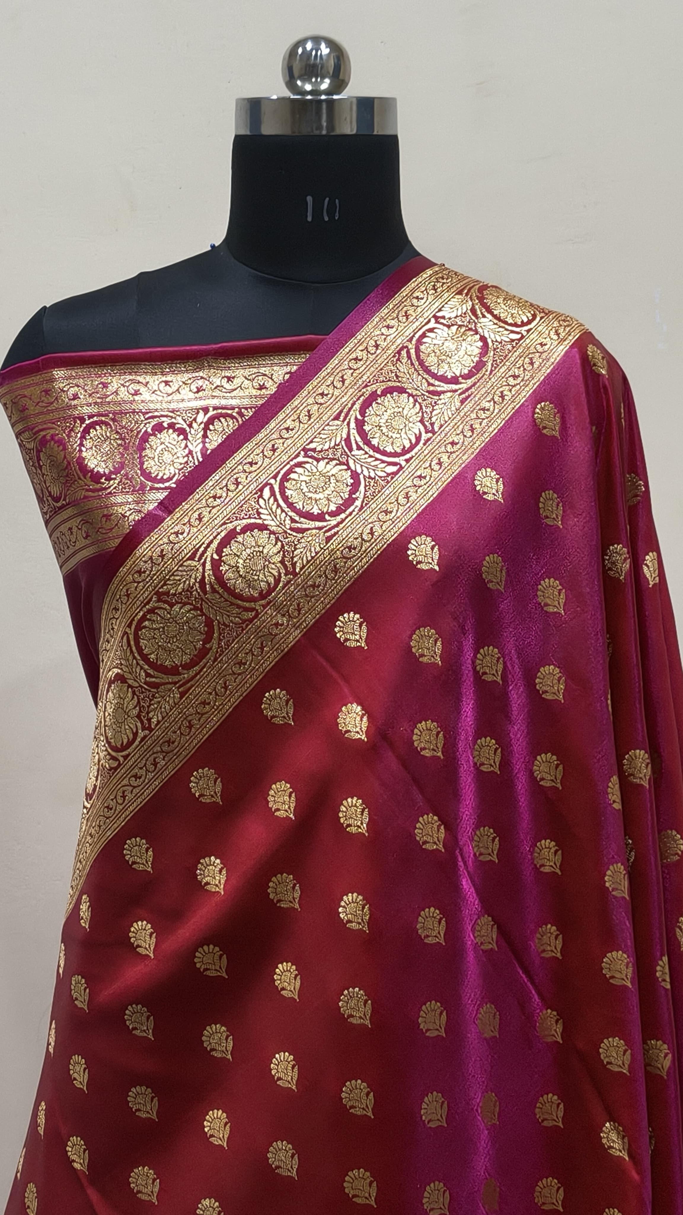 Magenta Pink Banarasi Satin Silk