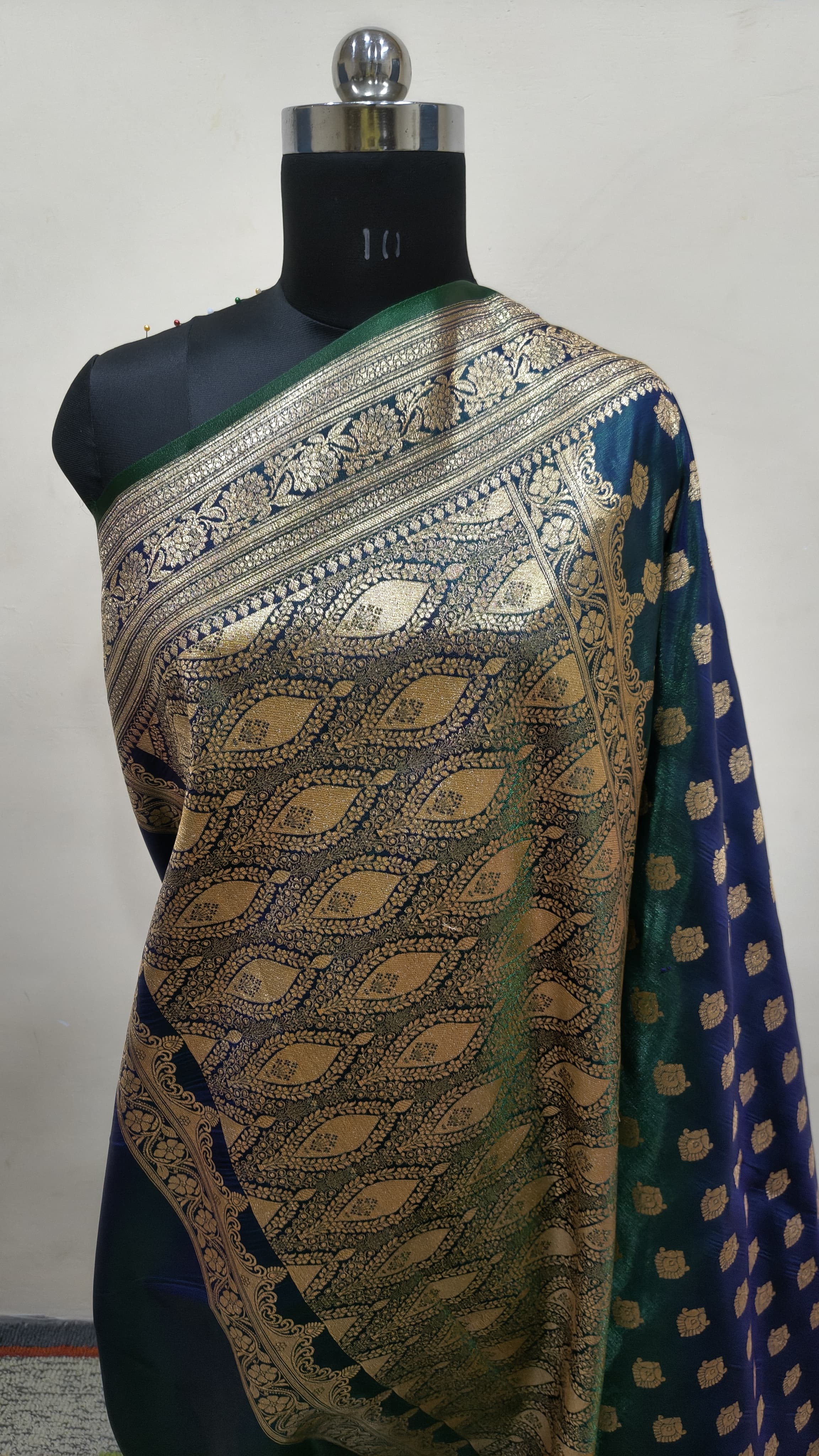 Teal Green Banarasi Satin Silk