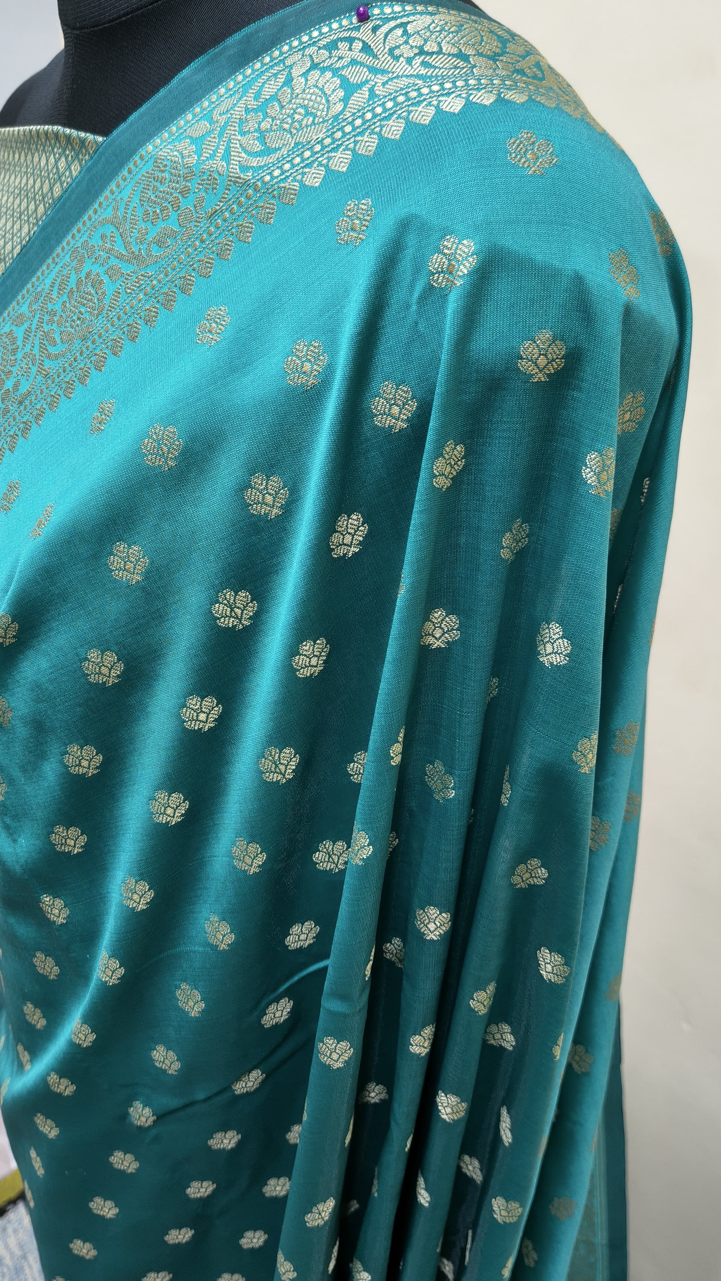 Turquoise Blue Banarasi Saree Banarasi Resham Silk