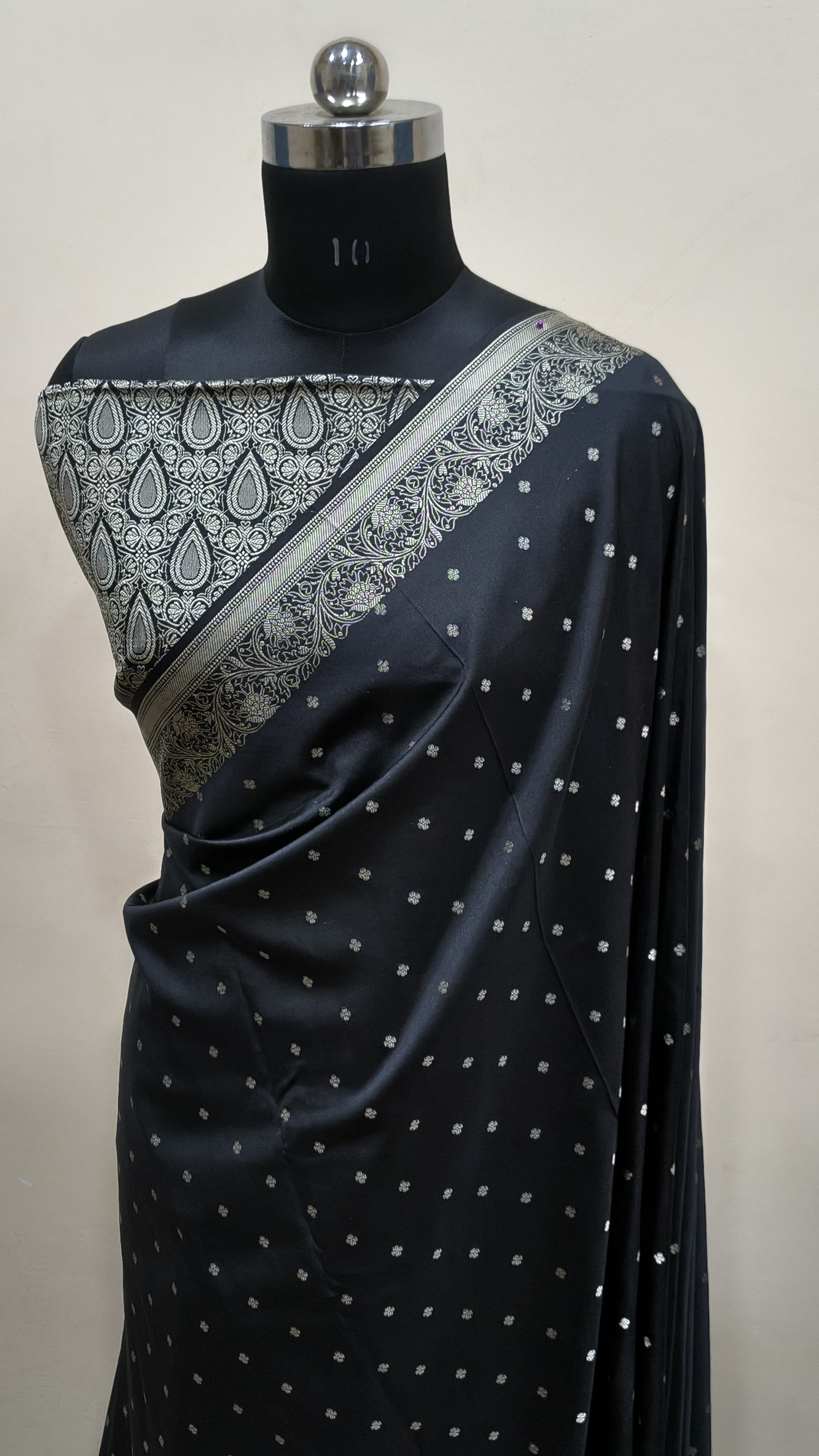 Jet Black Banarasi Saree Banarasi Resham Silk