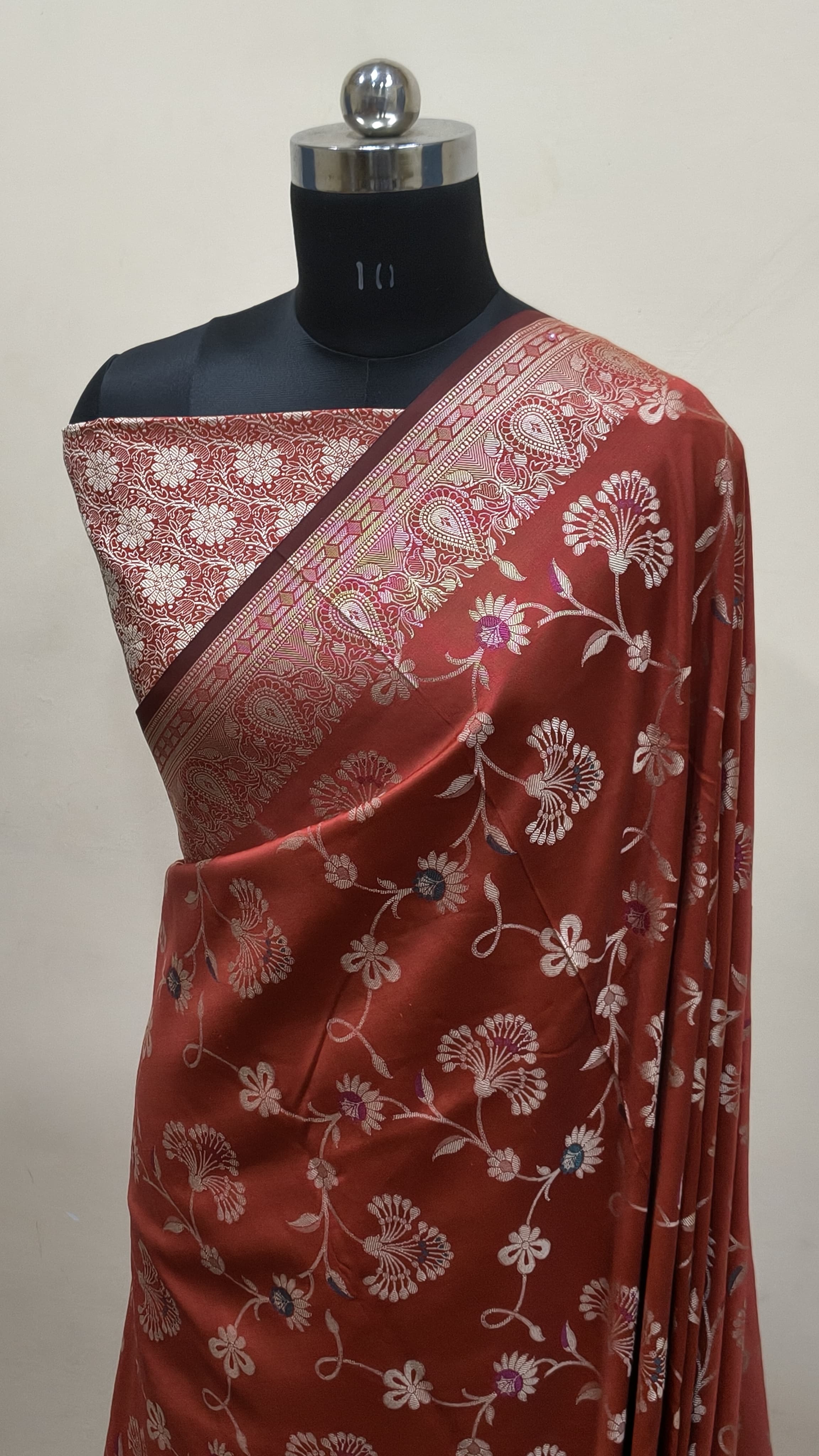 Rust Red Banarasi Saree Banarasi Resham Silk