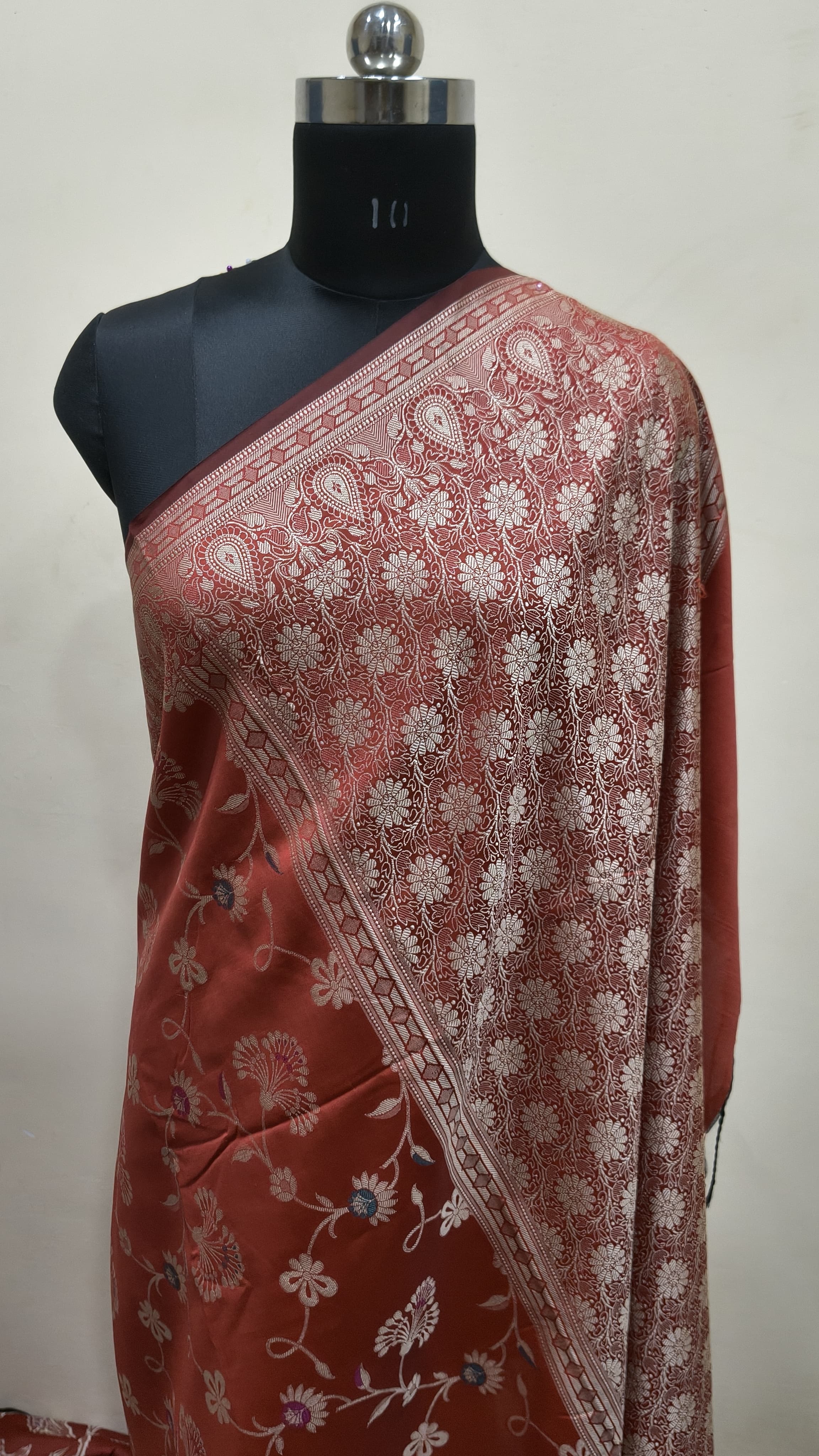 Rust Red Banarasi Saree Banarasi Resham Silk
