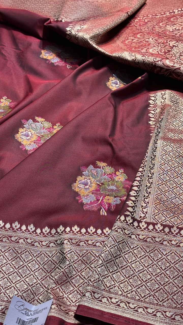 Coffee Brown Banarasi premium katan silk saree