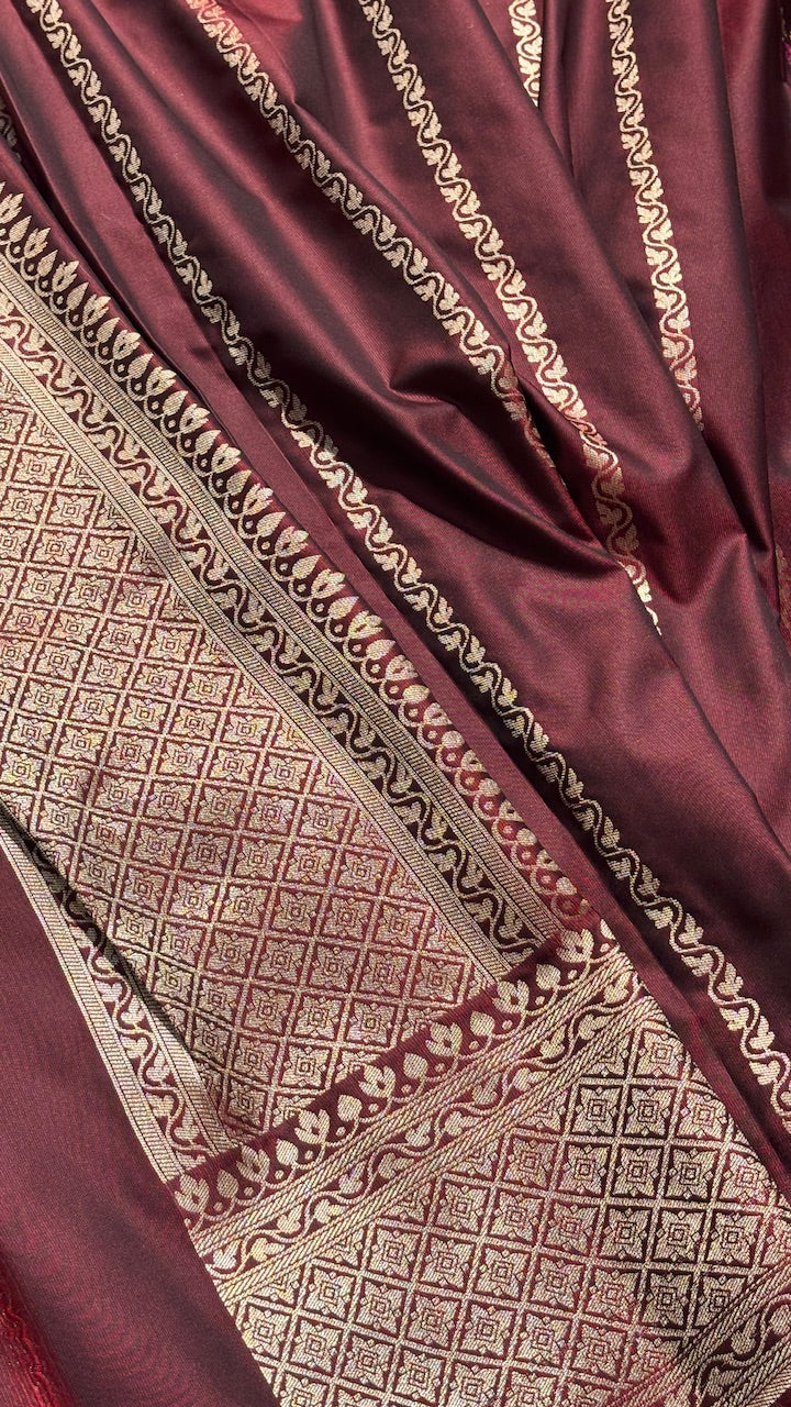 Coffee Brown Banarasi premium katan silk saree
