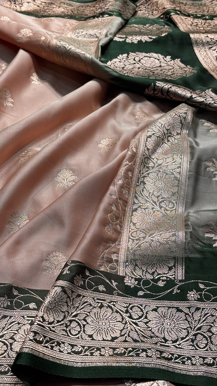 Blush Pink Banarasi Satin katan Silk