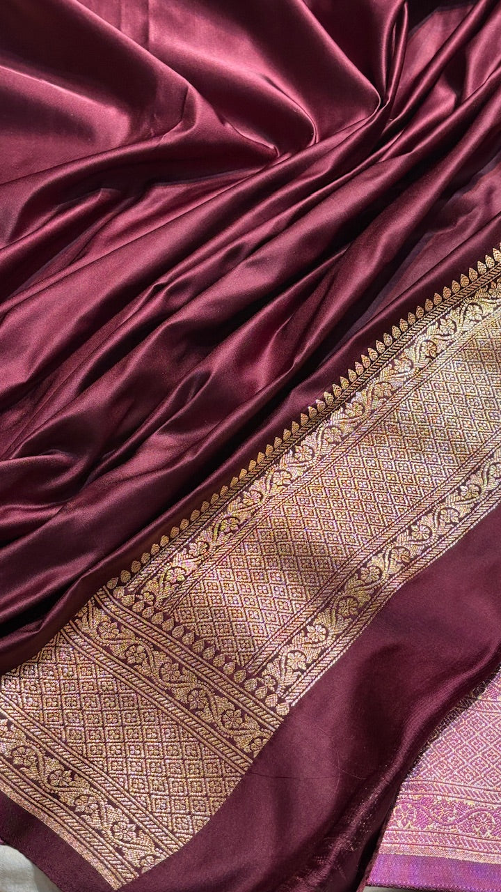 Rose Pink Banarasi Satin katan Silk