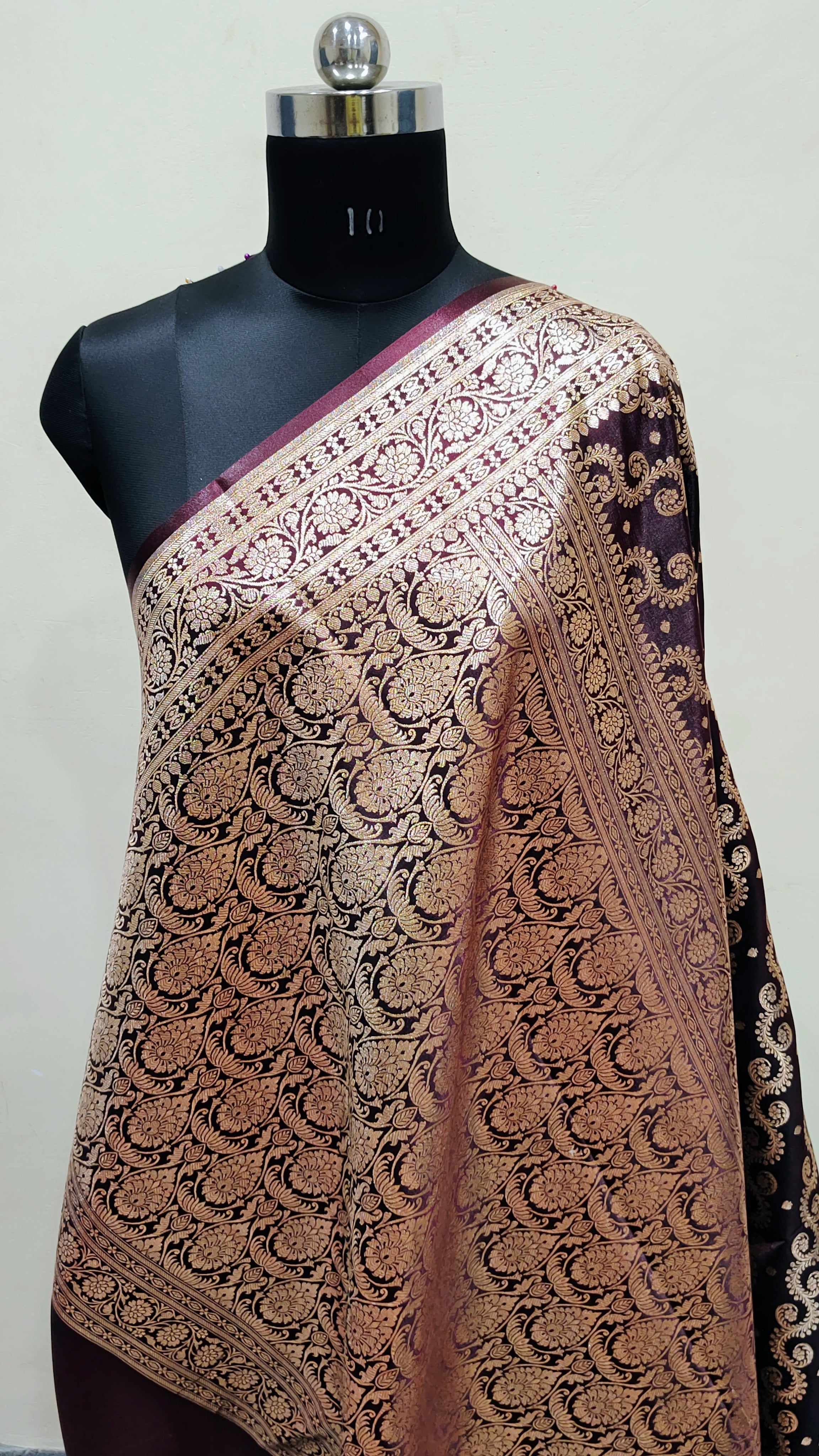 Wine Banarasi Satin Silk