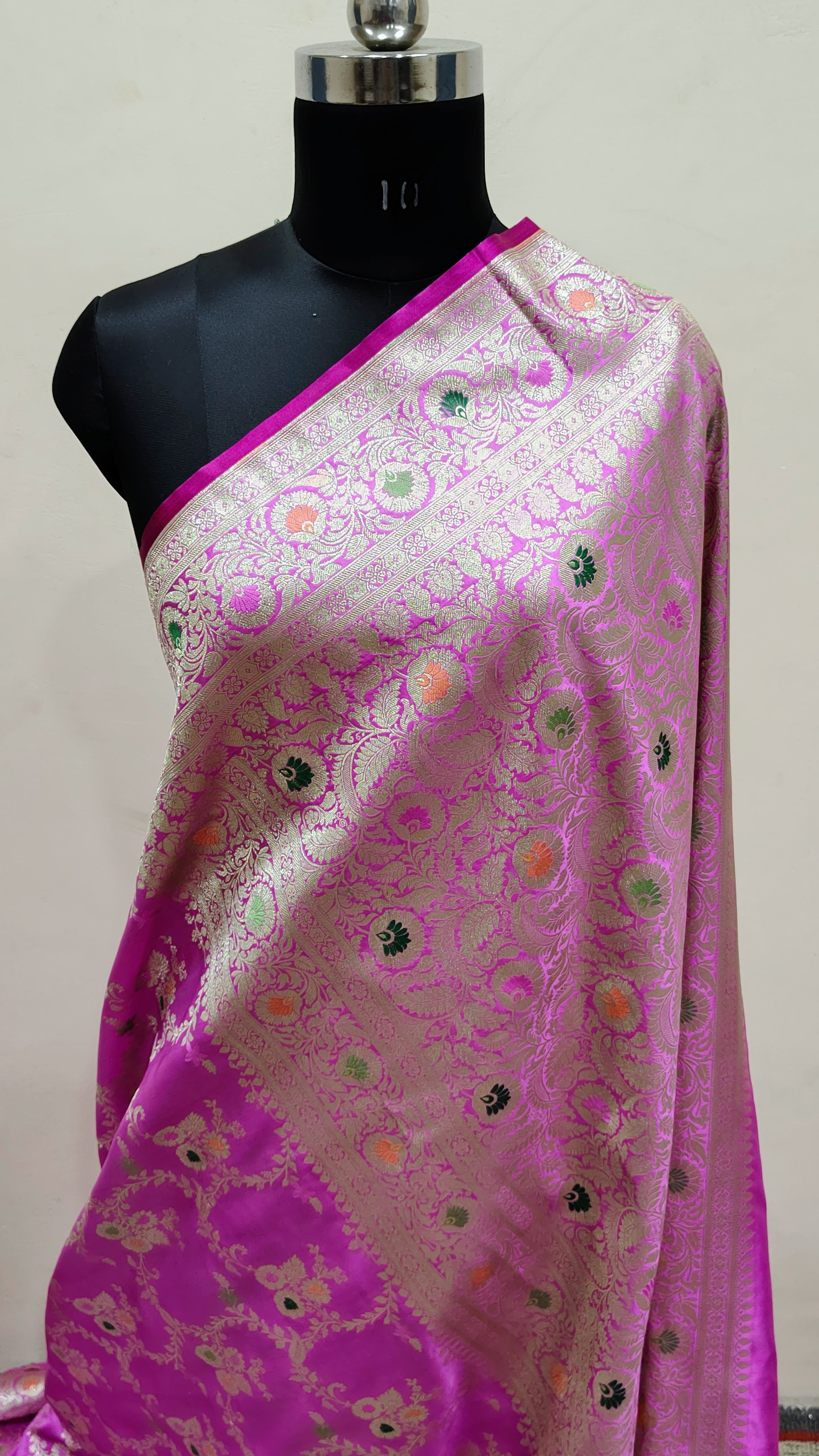 Pink Banarasi Mashru Katan Silk Saree