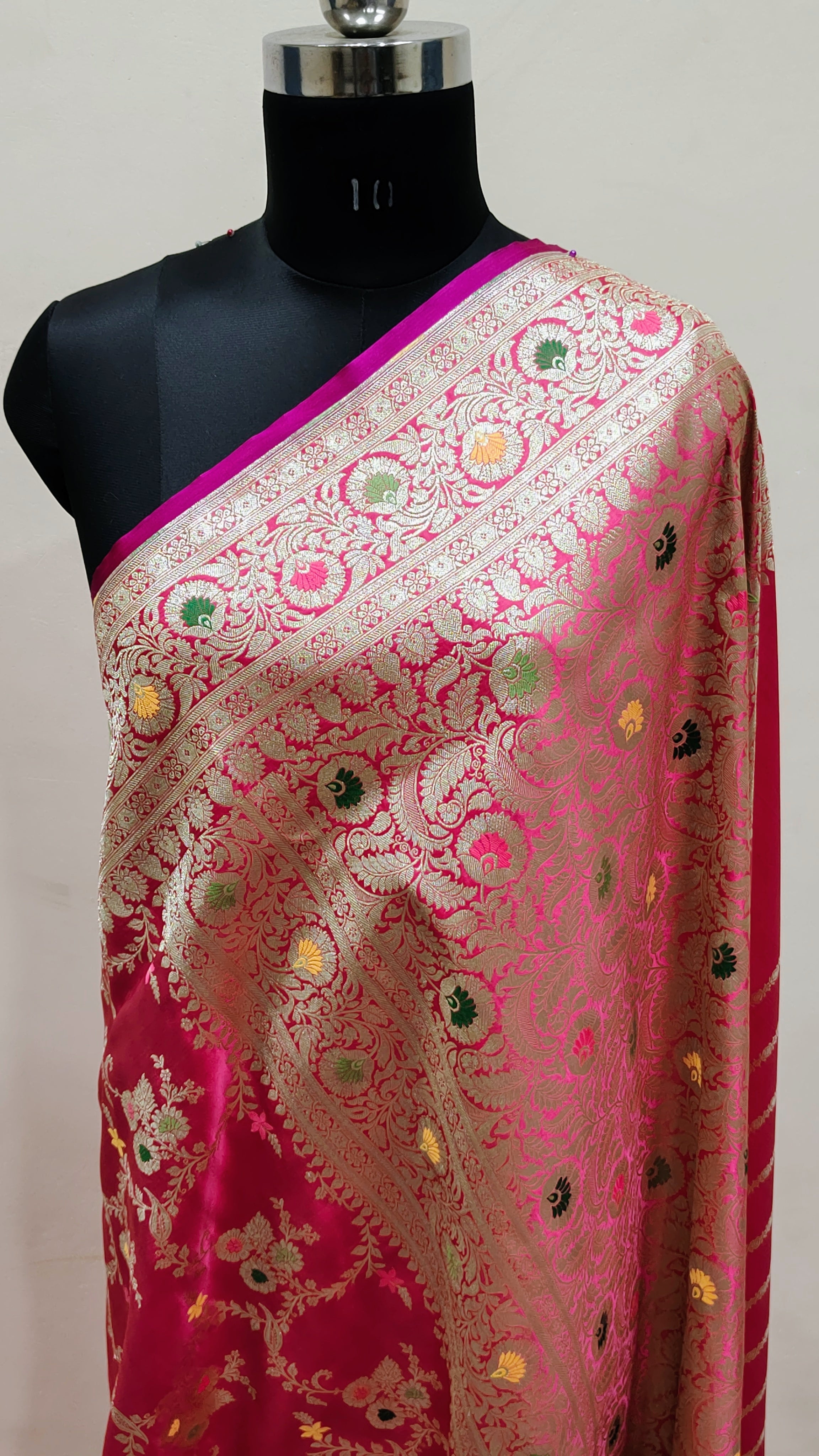 Pink Banarasi Mashru Katan Silk Saree