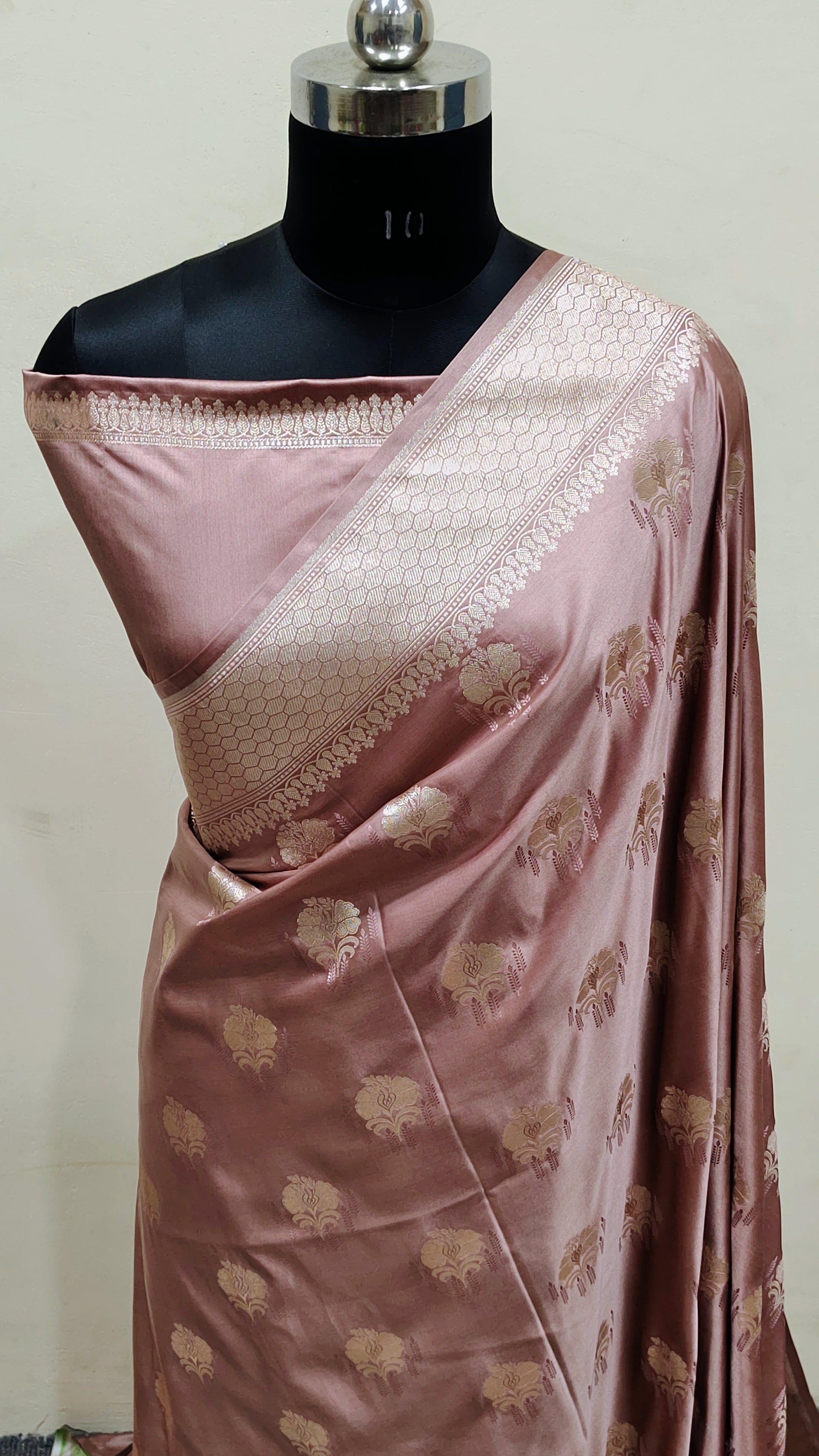Lilac Banarasi Mashru Katan Silk Saree