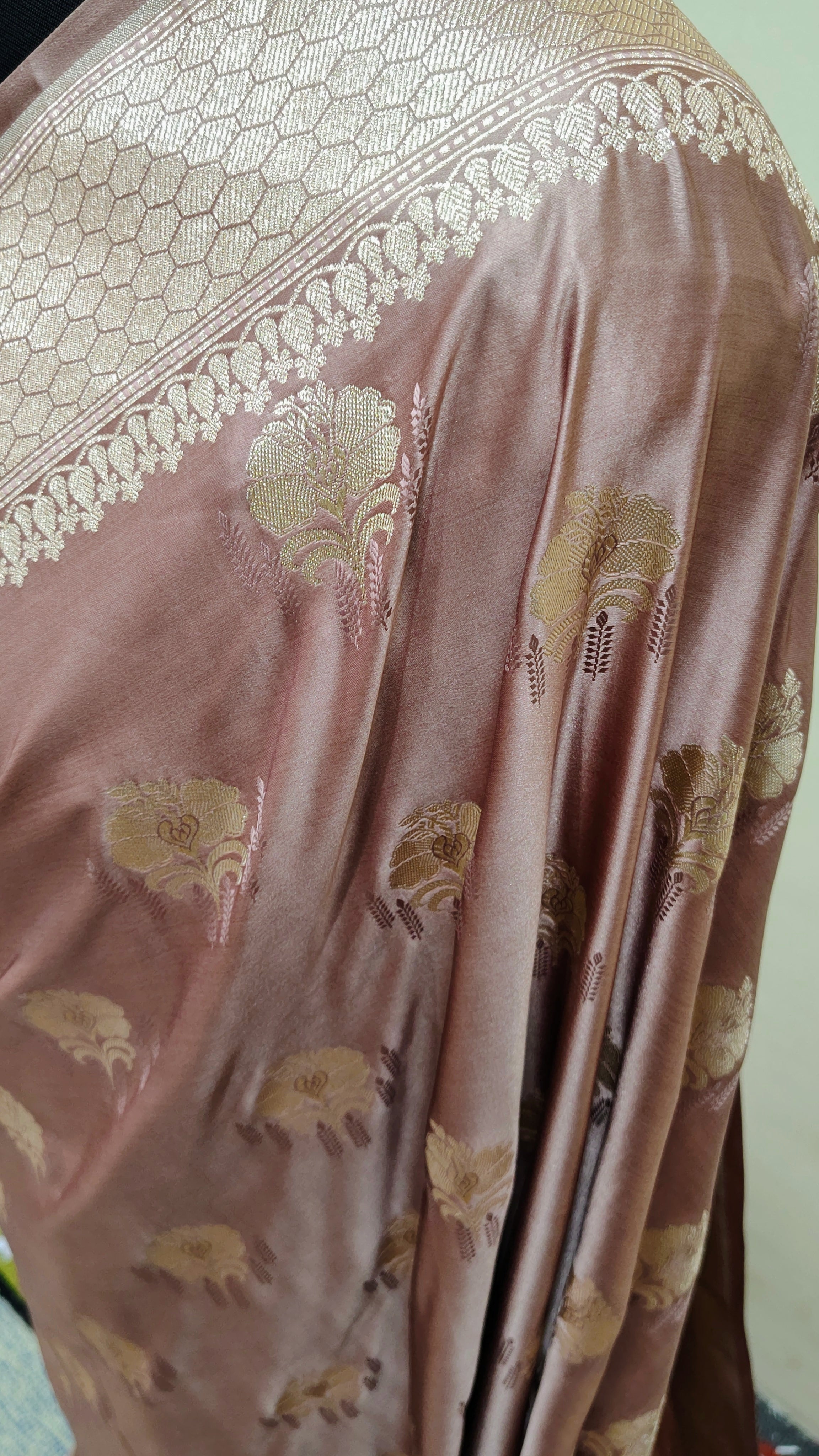 Lilac Banarasi Mashru Katan Silk Saree