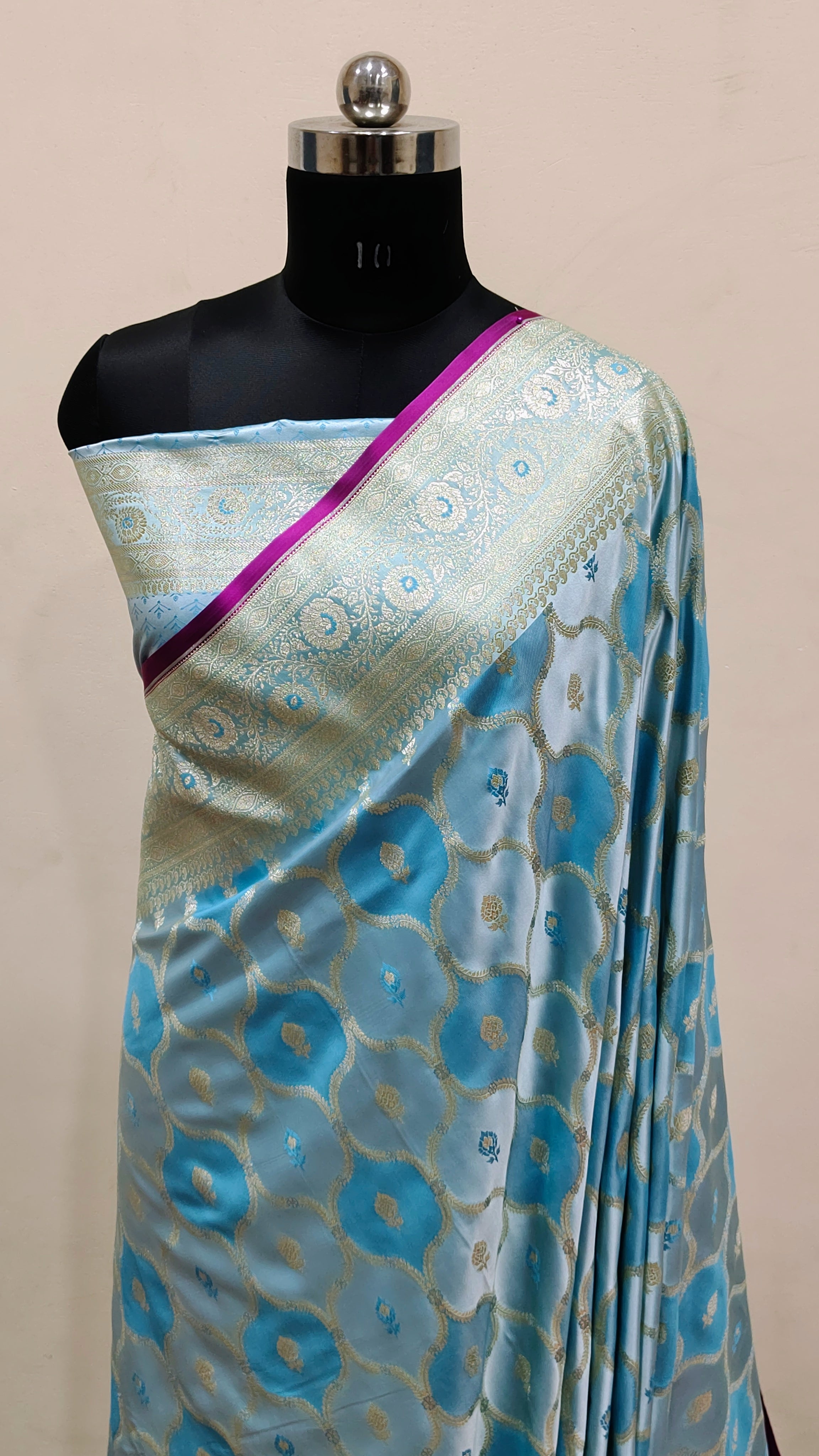 Blue Banarasi Mashru Katan Silk Saree