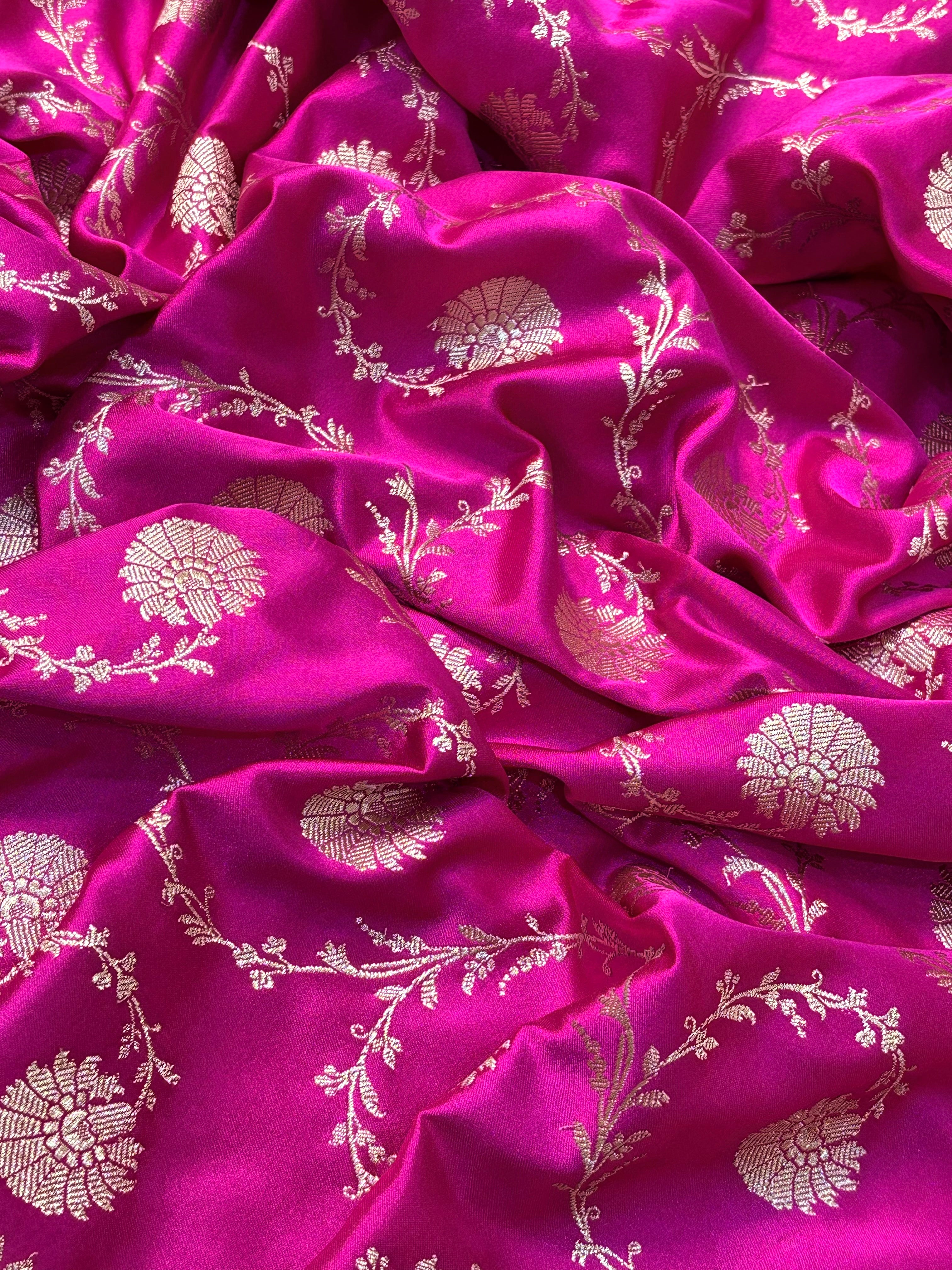 Pink Pure Banarasi Mashru Katan Silk Saree