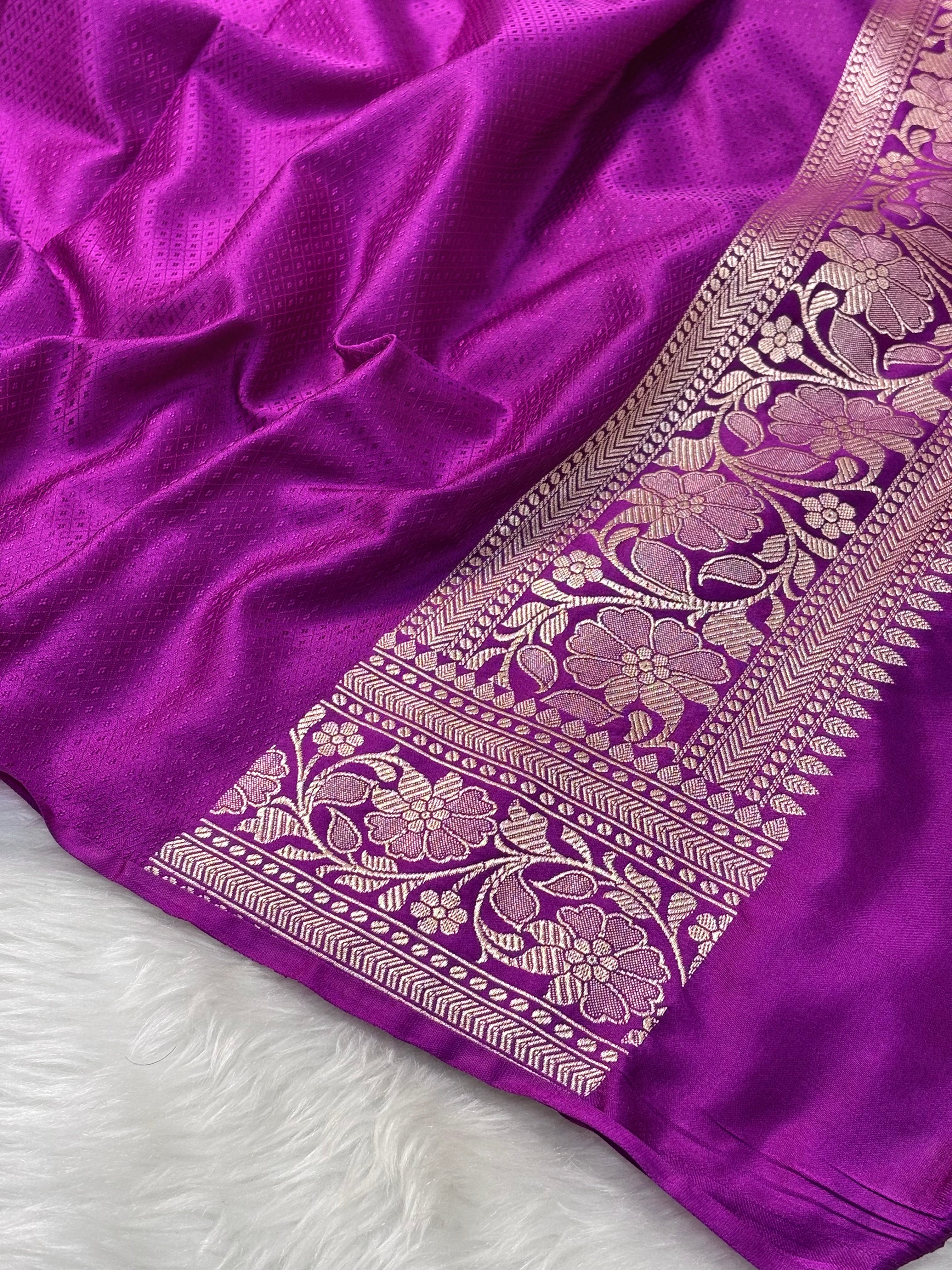 White Pure Banarasi Mashru Katan Silk Saree