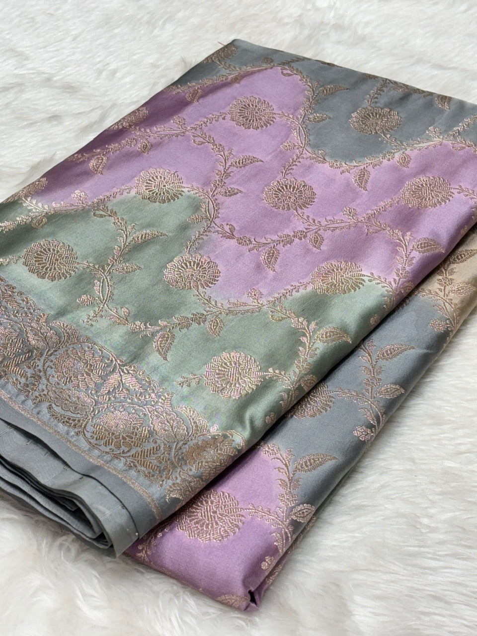 Dual Tone Pure Banarasi Mashru Silk Saree