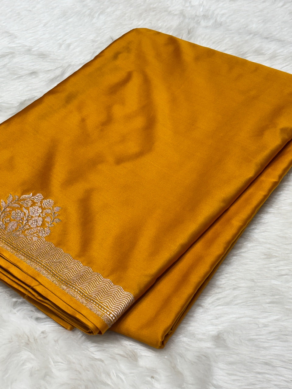 Mustard Gold Pure Banarasi Mashru Silk Saree