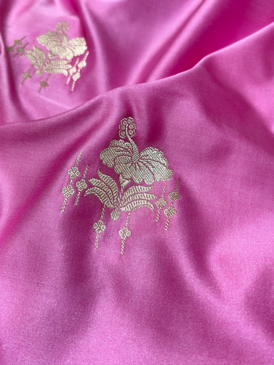 Rose Pink Pure Banarasi Mashru Silk Saree