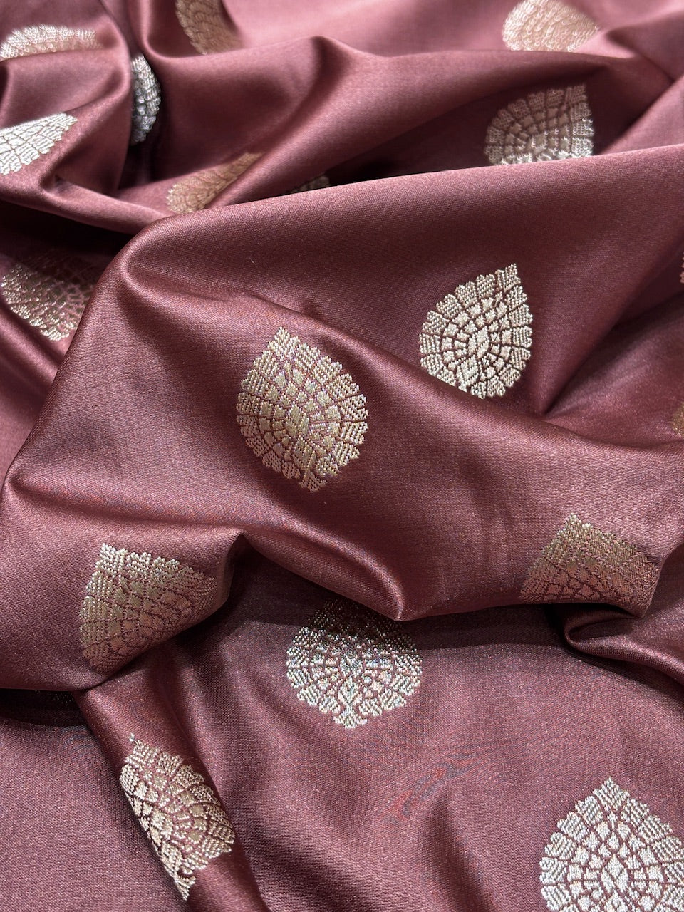 Coffee Brown Pure Banarasi Mashru Silk Saree