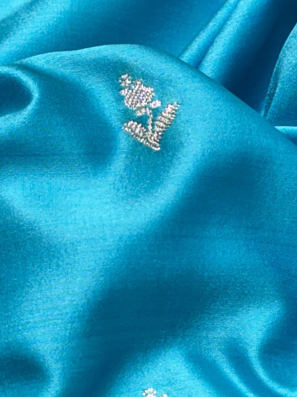 Sky Blue Pure Banarasi Mashru Silk Saree