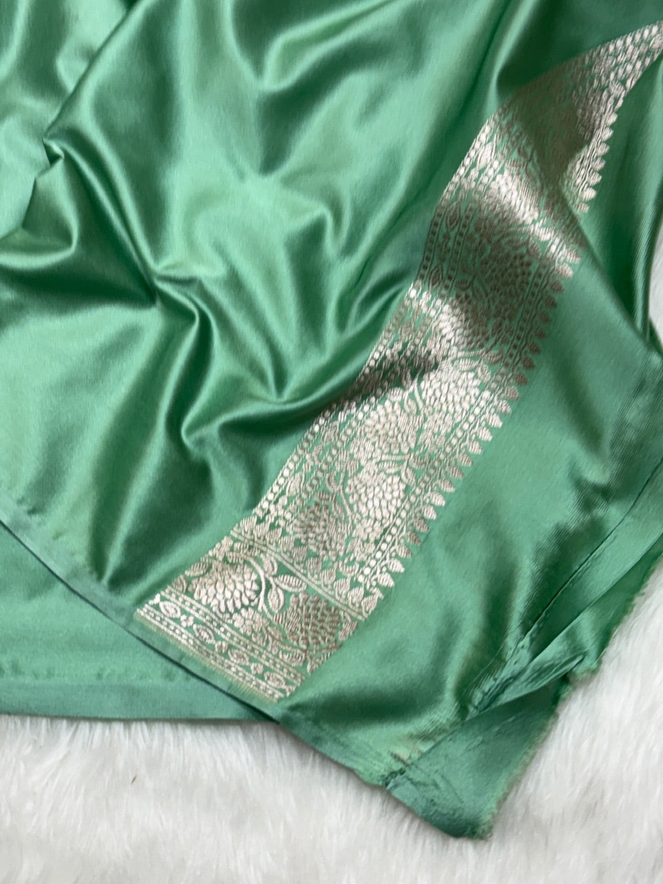Pastel Green Pure Banarasi Mashru Silk Saree