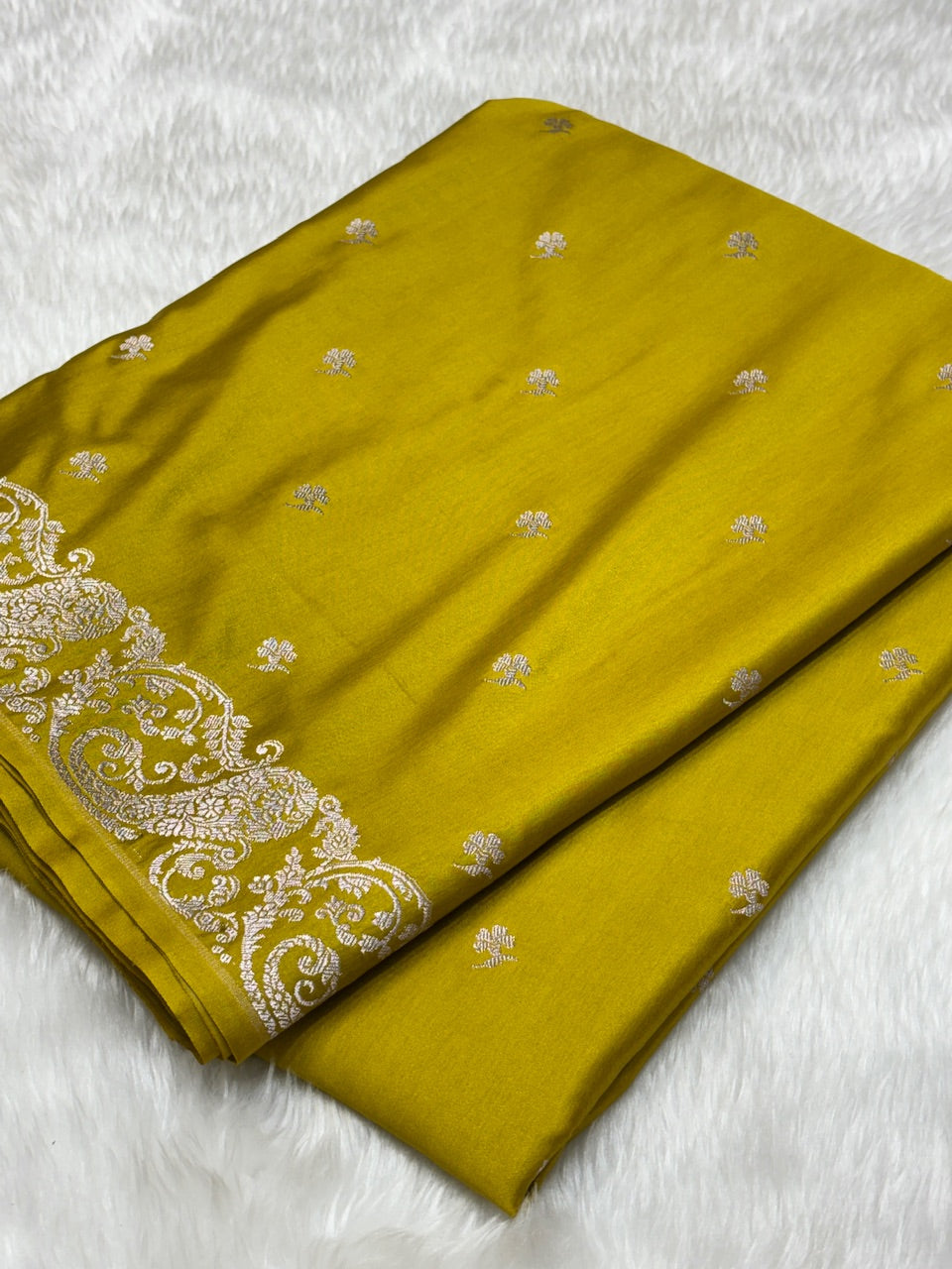 Mustard Gold Pure Banarasi Mashru Silk Saree