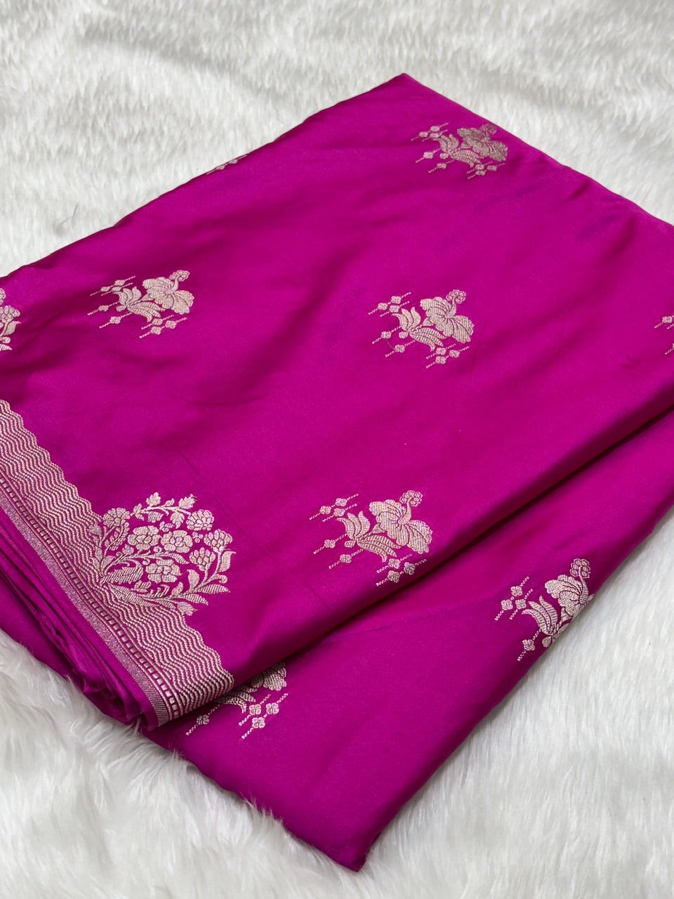 Rani Pink Pure Banarasi Mashru Silk Saree