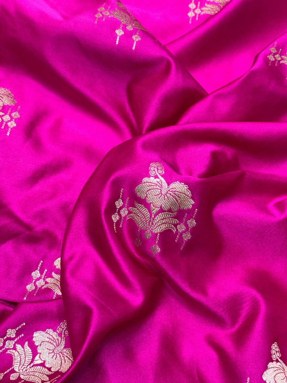Rani Pink Pure Banarasi Mashru Silk Saree