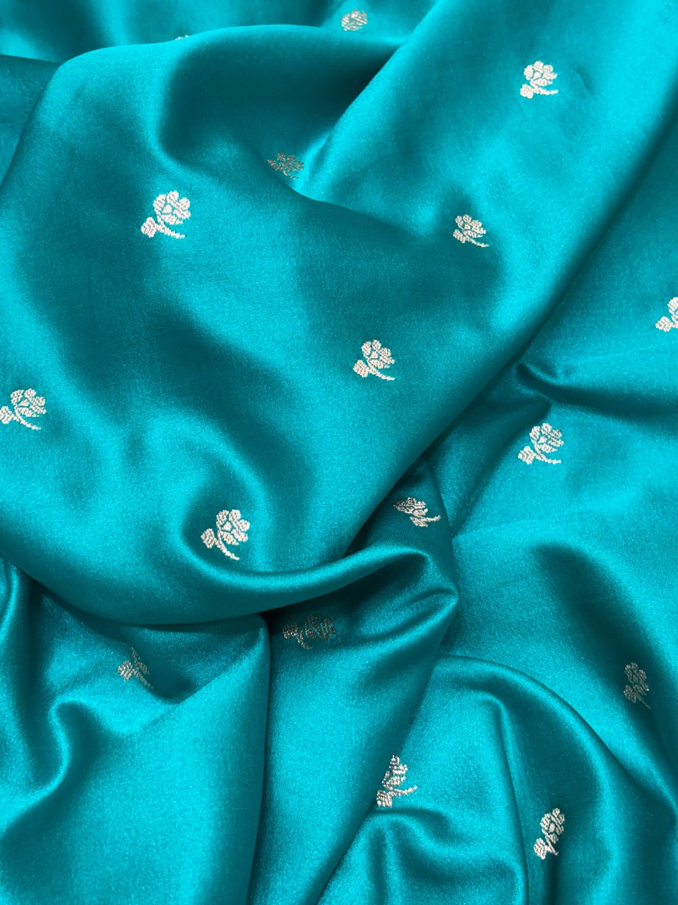 Turquoise Blue Pure Banarasi Mashru Silk Saree