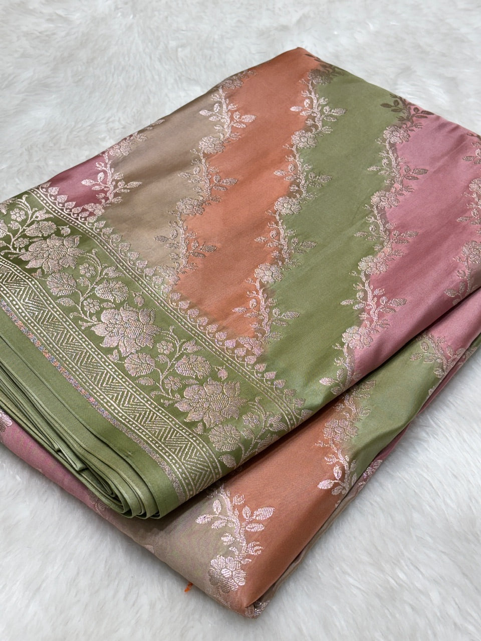 Dual tone Pure Banarasi Mashru Silk Saree