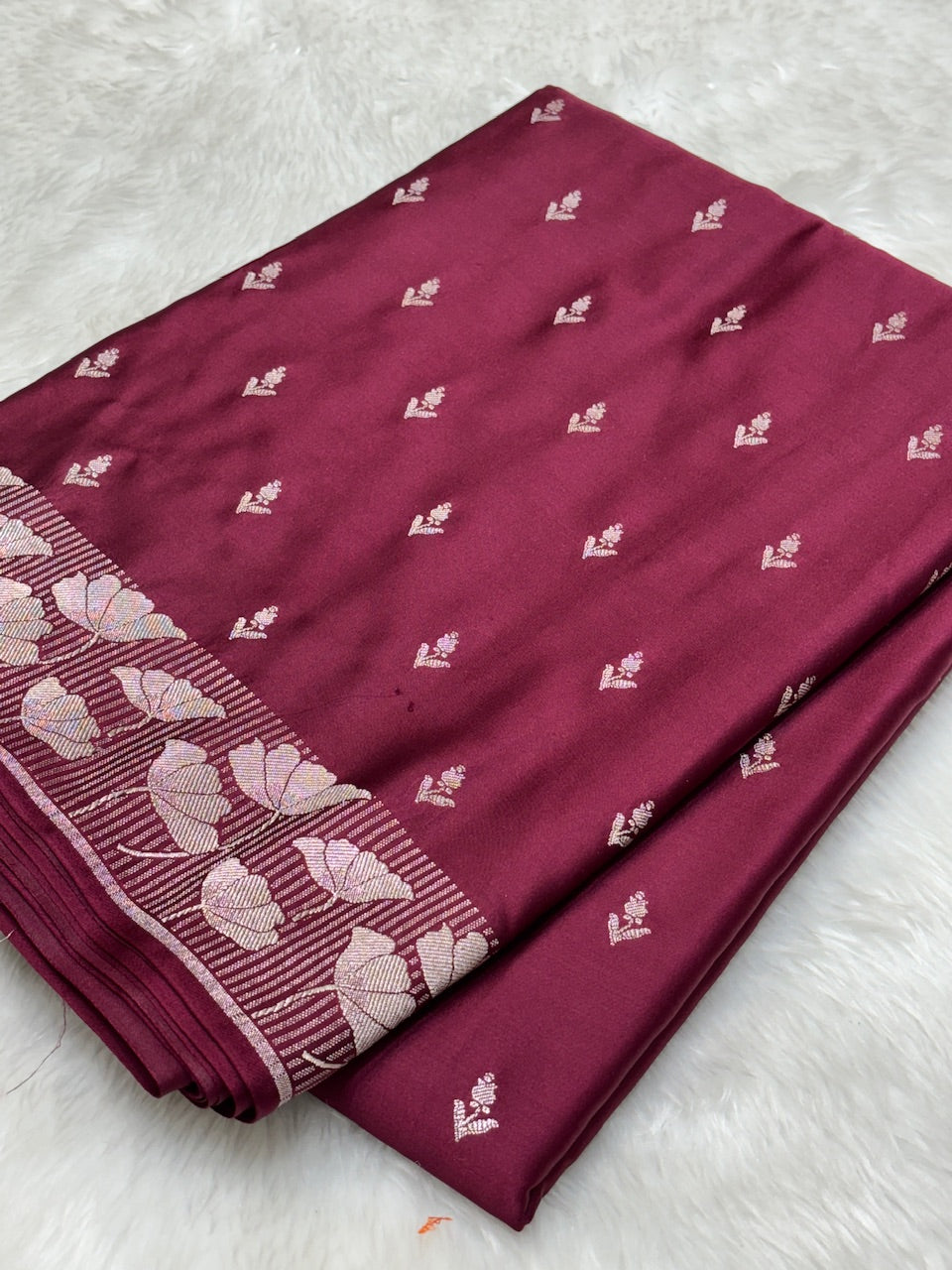 Regal Maroon Pure Banarasi Mashru Silk Saree