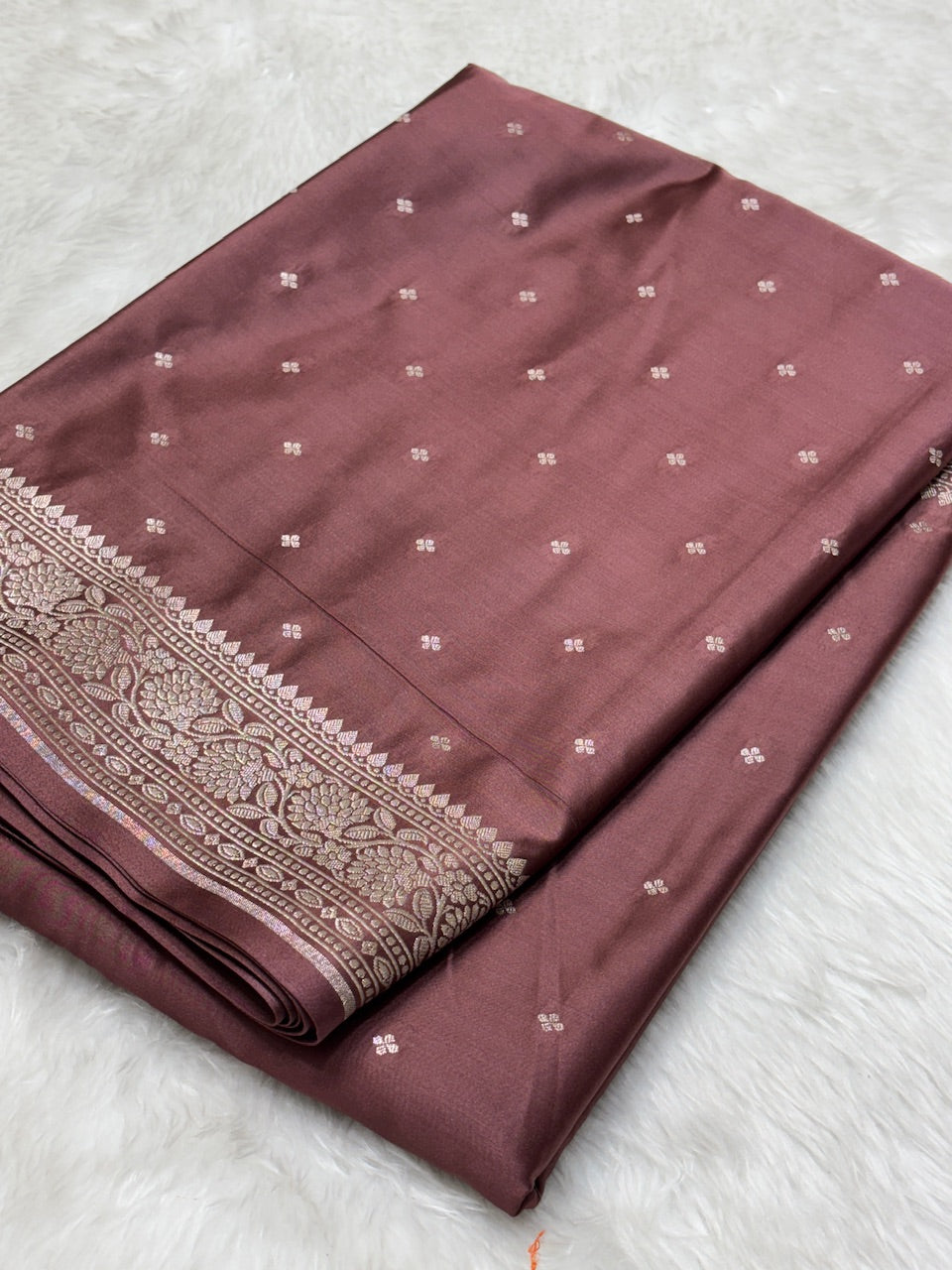 Mocha Brown Pure Banarasi Mashru Silk Saree