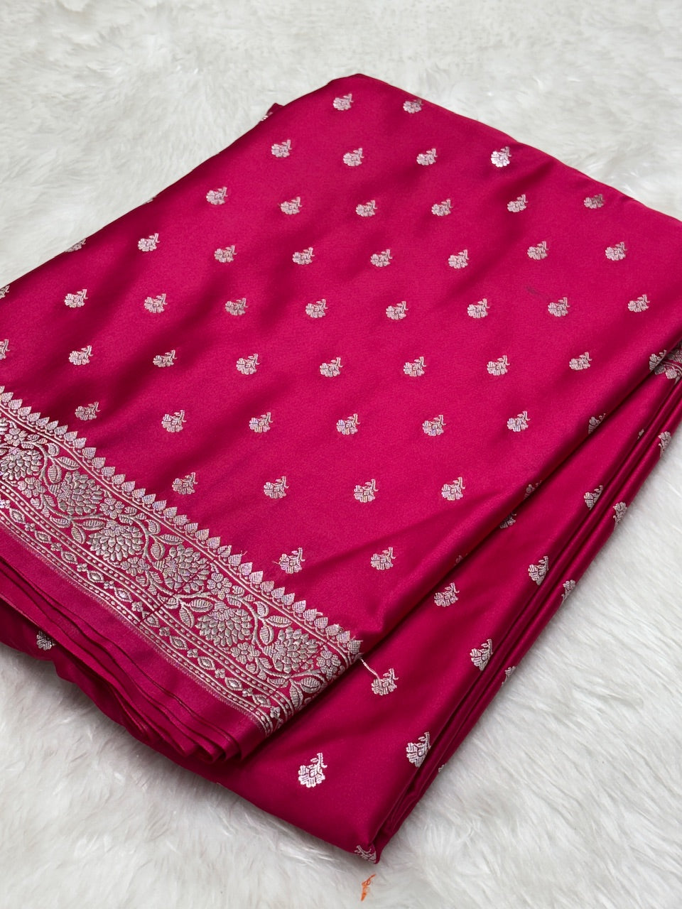 Deep Pink Banarasi Mashru Silk Saree