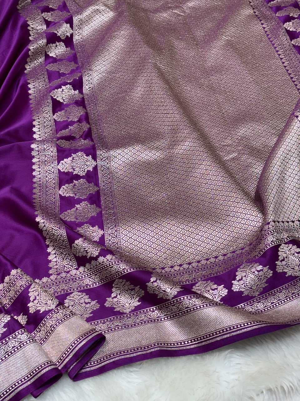 Royal Purple Pure Banarasi Mashru Silk Saree