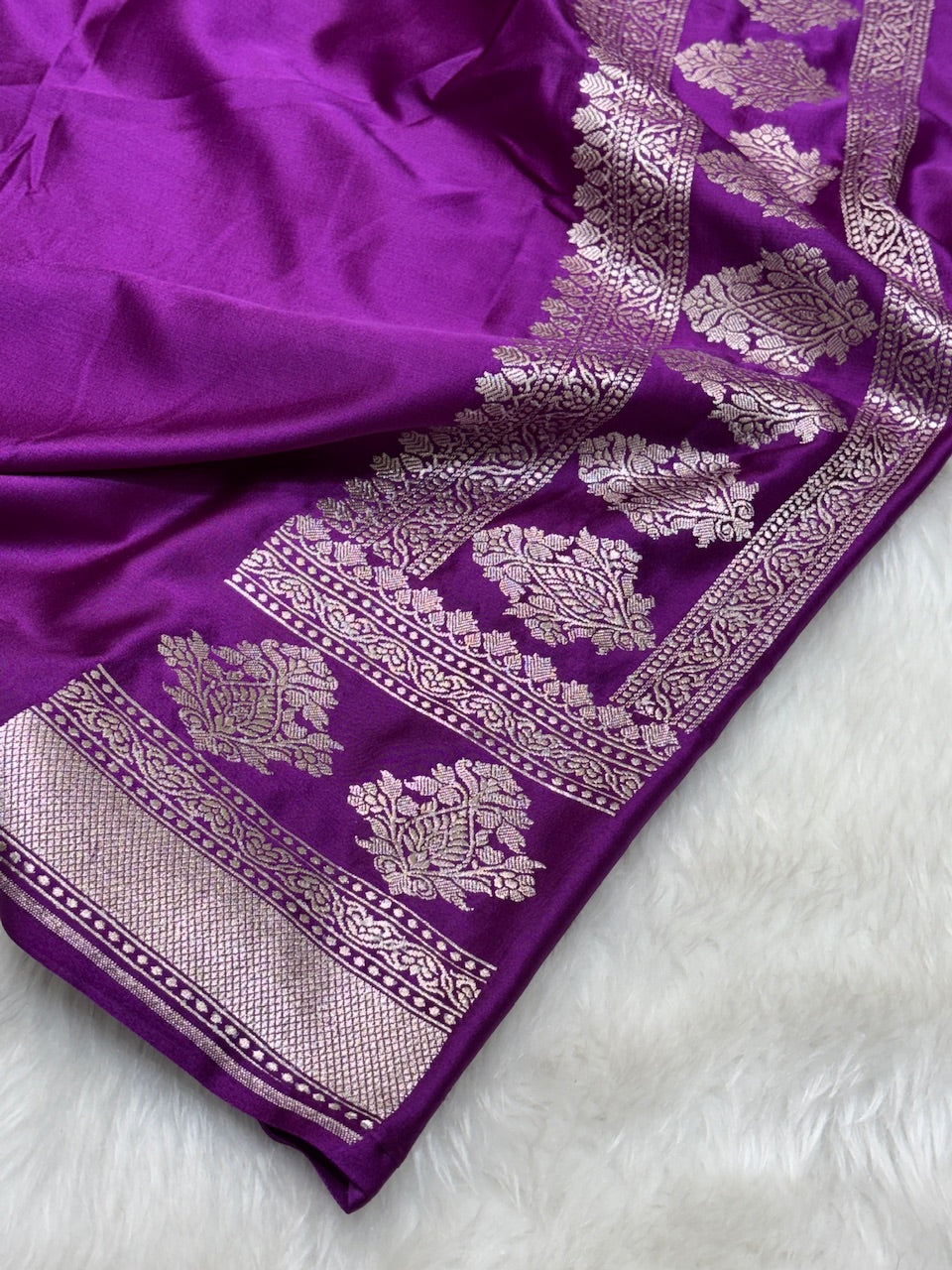 Royal Purple Pure Banarasi Mashru Silk Saree