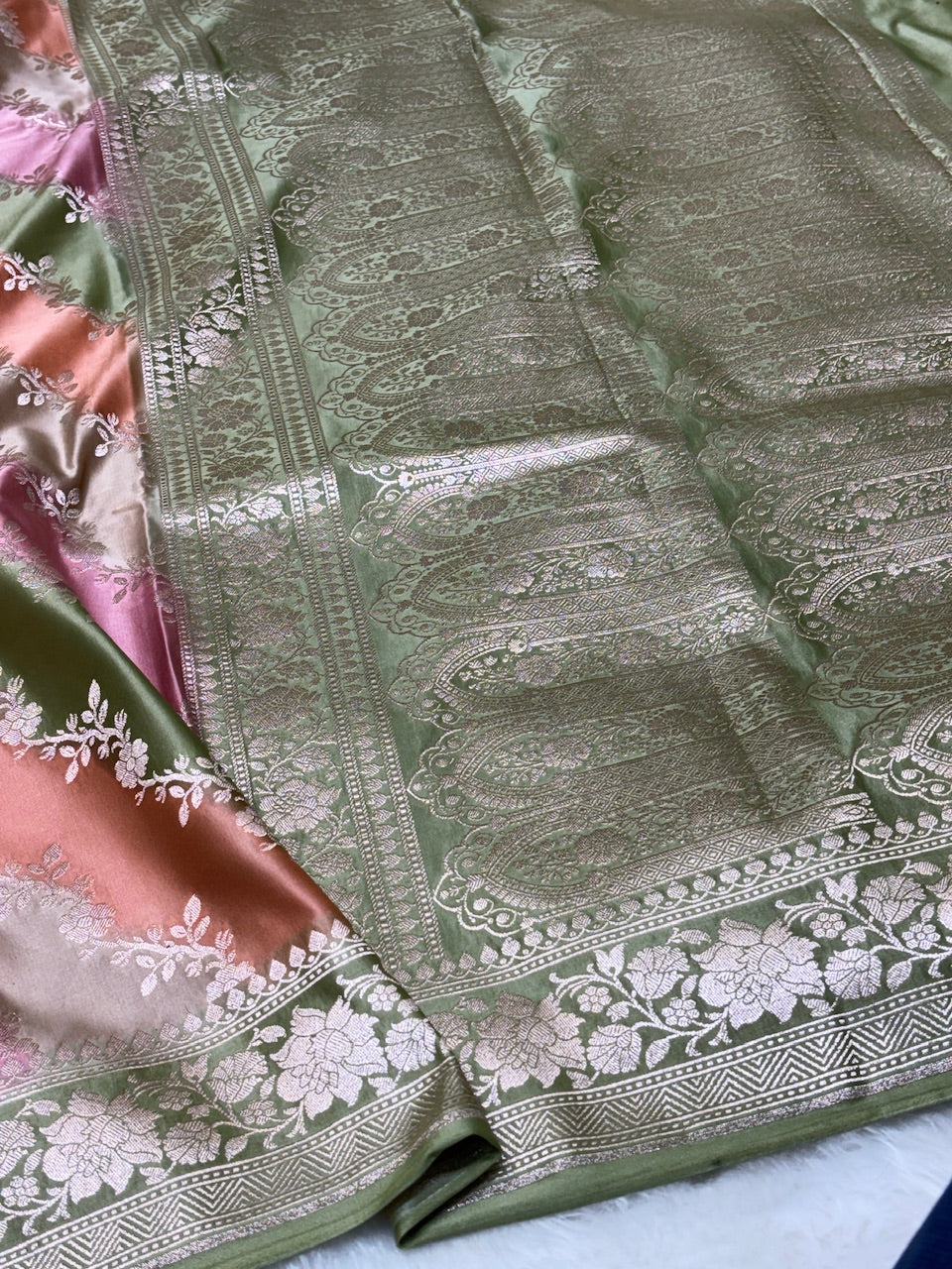 Dual tone Pure Banarasi Mashru Silk Saree